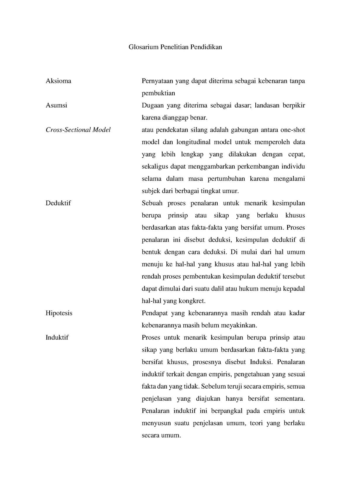 Glosarium Penelitian Cross Sectional Model Atau Pendekatan Silang