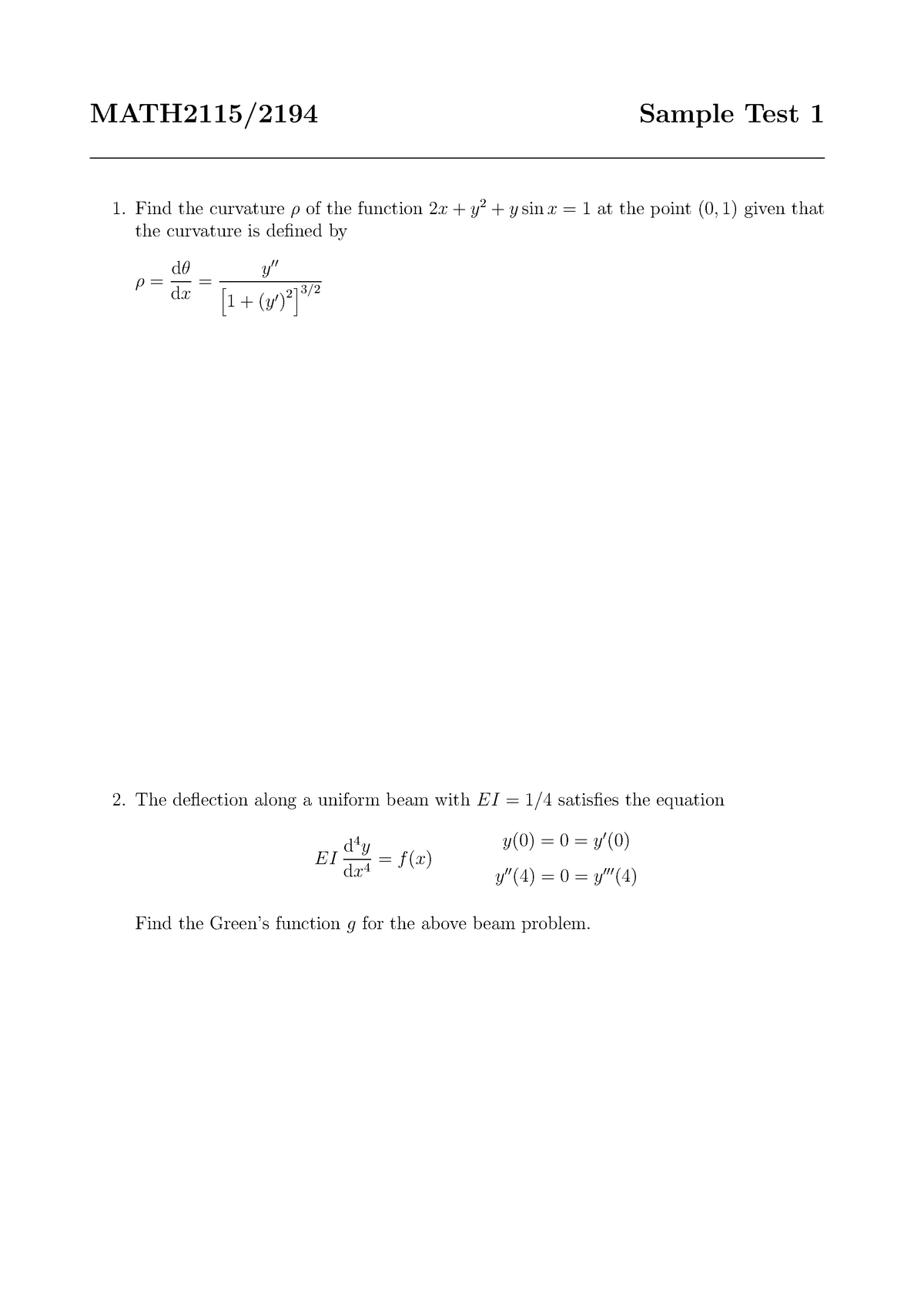 Test 1 2017, questions and answers - MATH2115/2194 Sample Test 1 1 ...