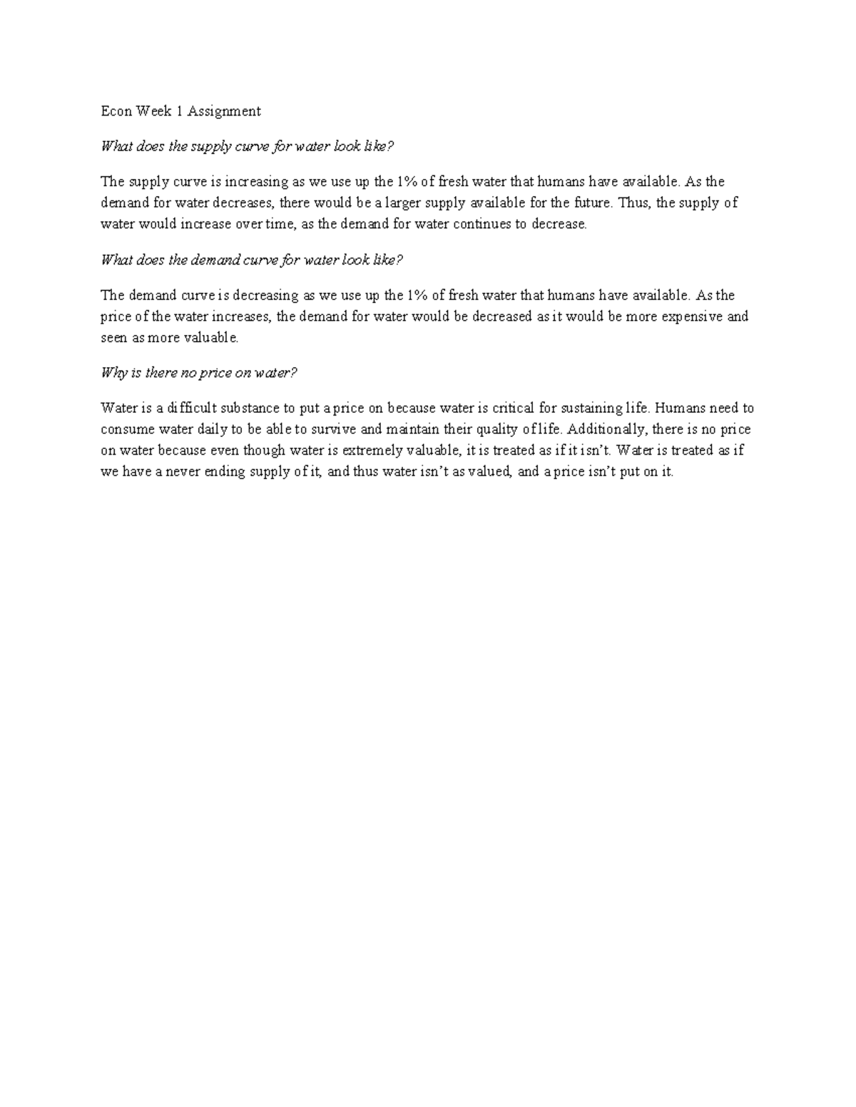 Week 1 Assignment - This document contains a problem set based off ...