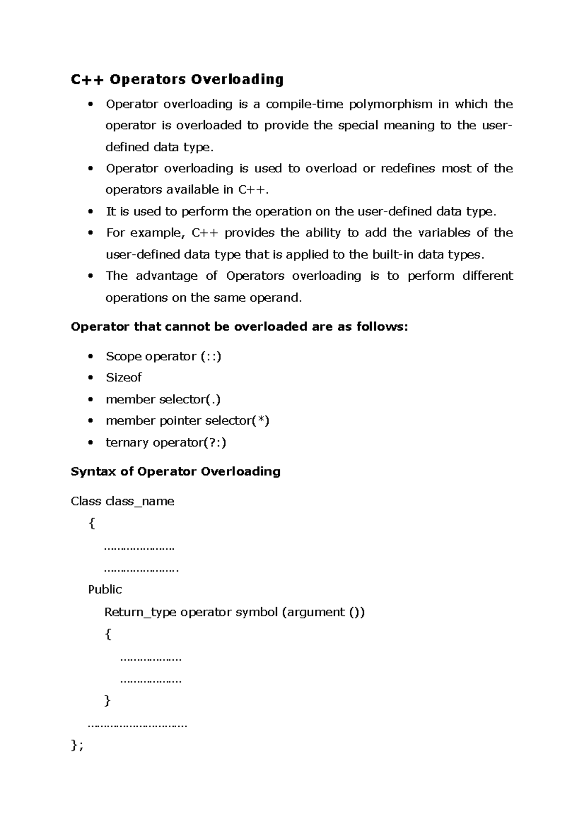 operator-overloading-operator-overloading-is-used-to-overload-or