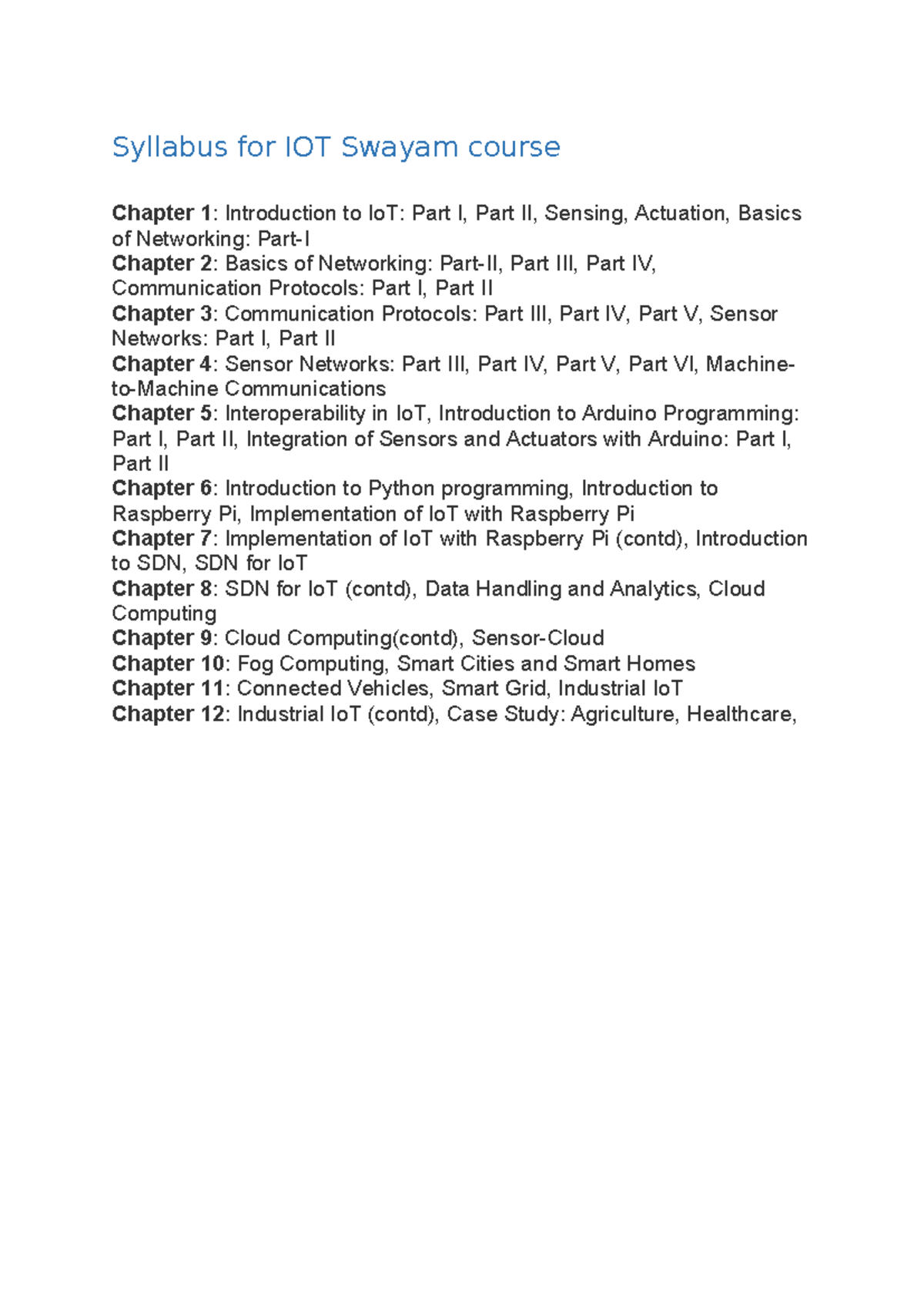 Syllabus for IOT Swayam course - Syllabus for IOT Swayam course Chapter ...