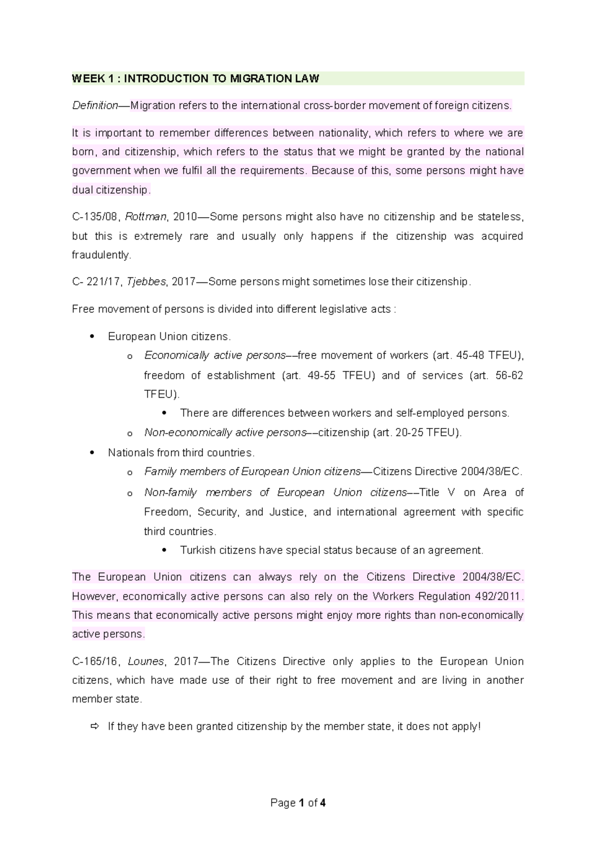 migration law assignment sample