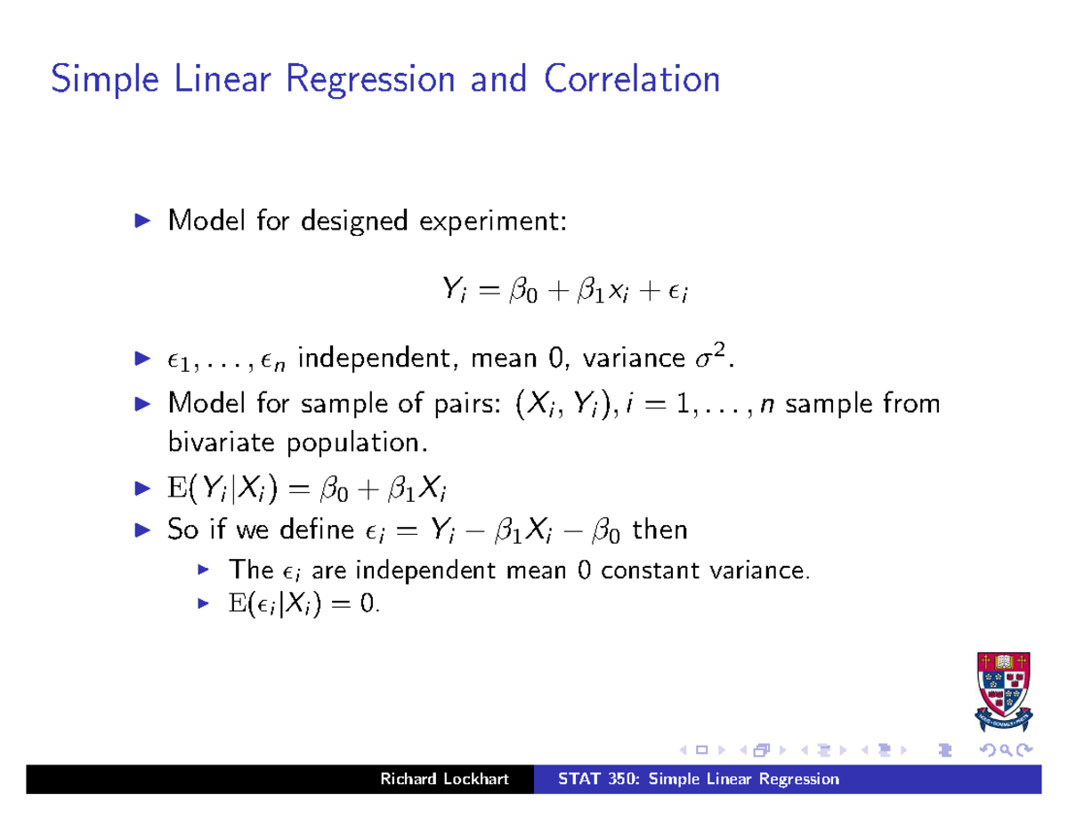 Web - Simple Linear Regression and Correlation Model for designed ...