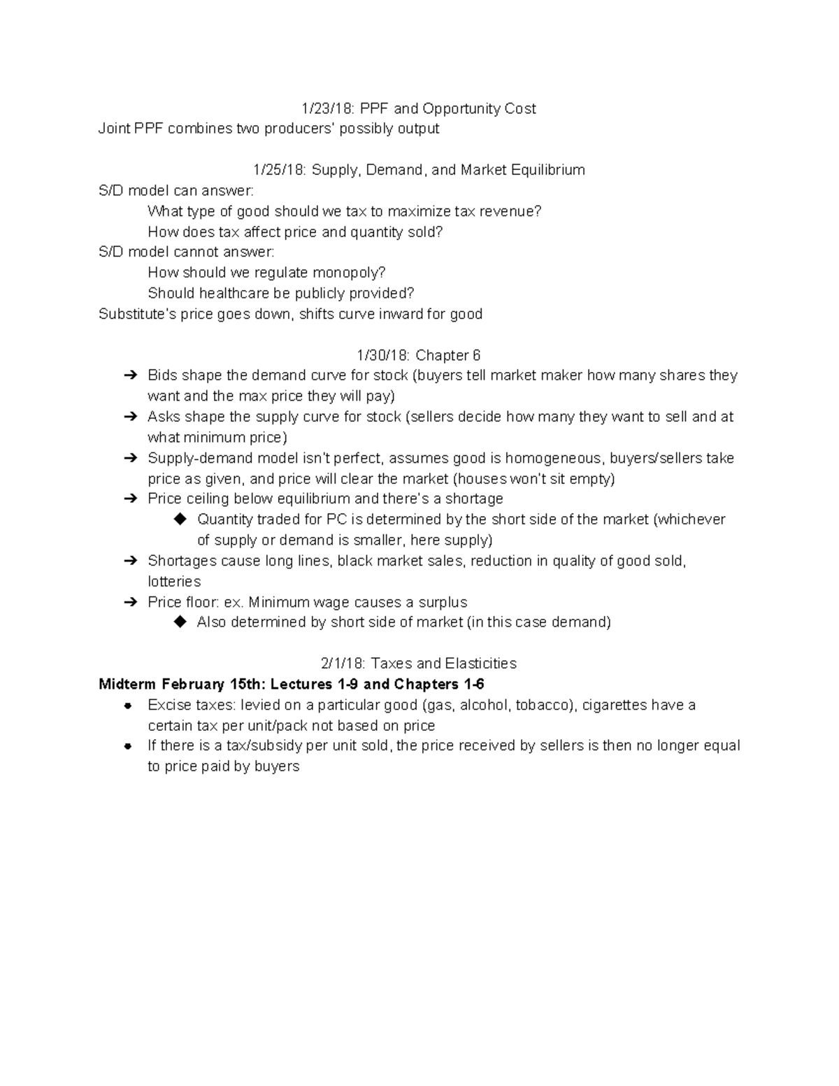 Microeconomics Lecture Notes - 1/23/18: PPF and Opportunity Cost Joint ...