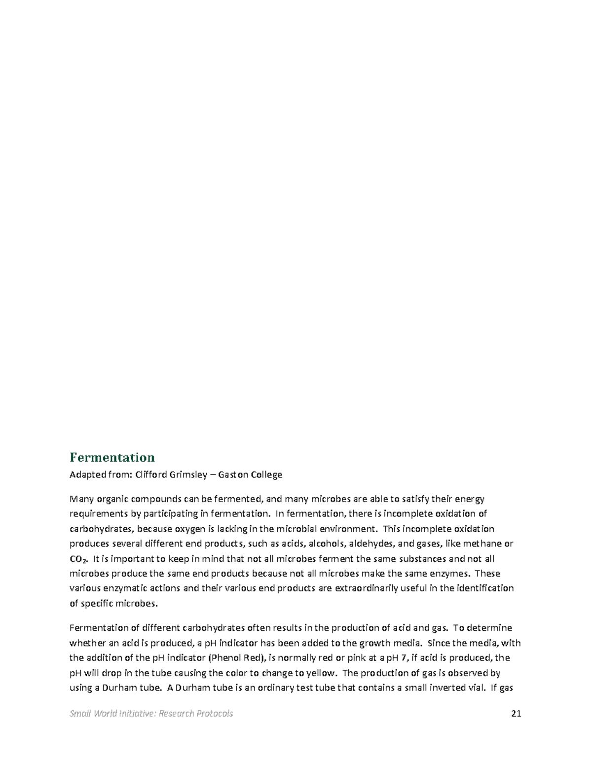 Fermentation Basics - Smallठ⃚Worldठ⃚Initiative:ठ⃚Researchठ⃚Protocols ठ⃚ ...