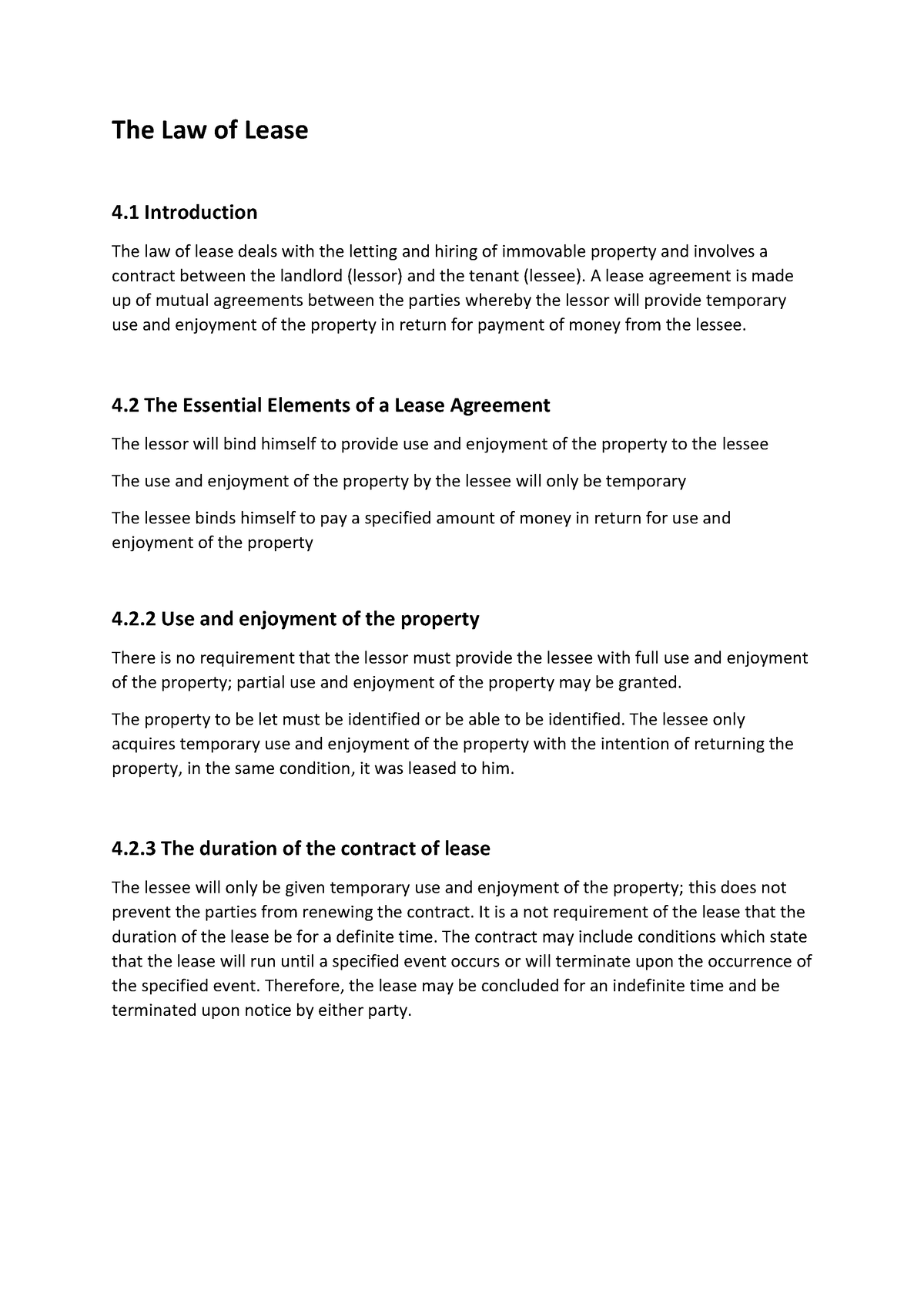 The Law of Lease-Business Law - The Law of Lease 4 Introduction The law ...