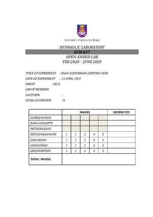 Solution Manual to Engineering Hydrology - Hydraulics Laboratory - Studocu