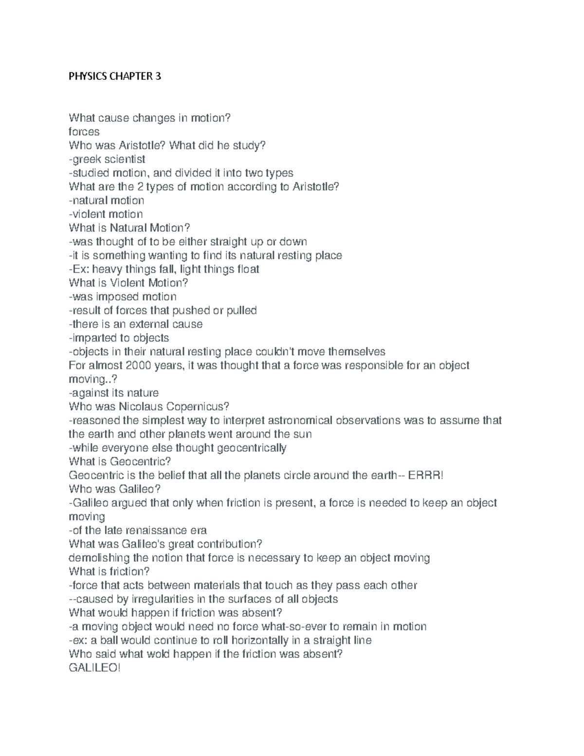 Physics Chapter 3 - Lecture notes 3 - PHYSICS CHAPTER 3 What cause ...