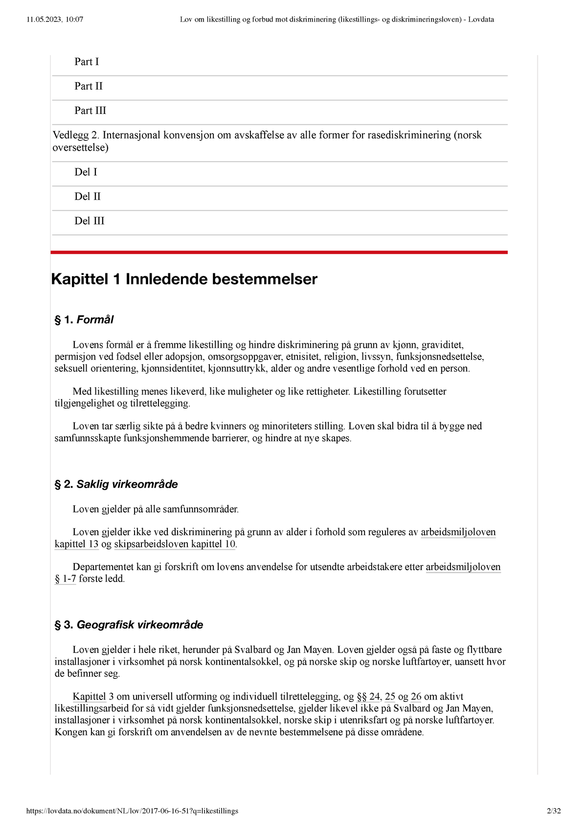 Lov Om Likestilling Og Forbud Mot Diskriminering (likestillings- Og ...