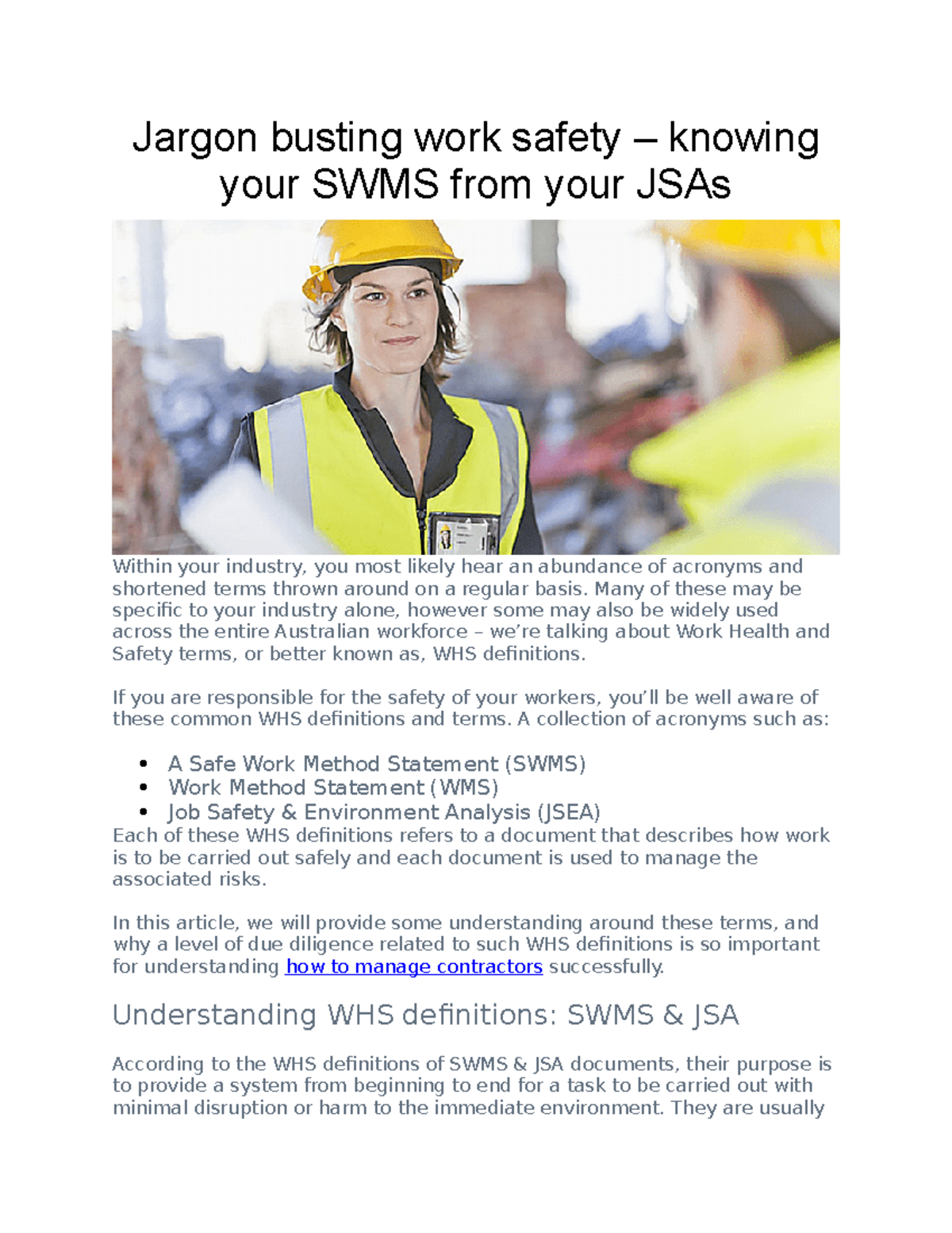 1. Jargon Busting Work Safety - Many Of These May Be Specific To Your ...