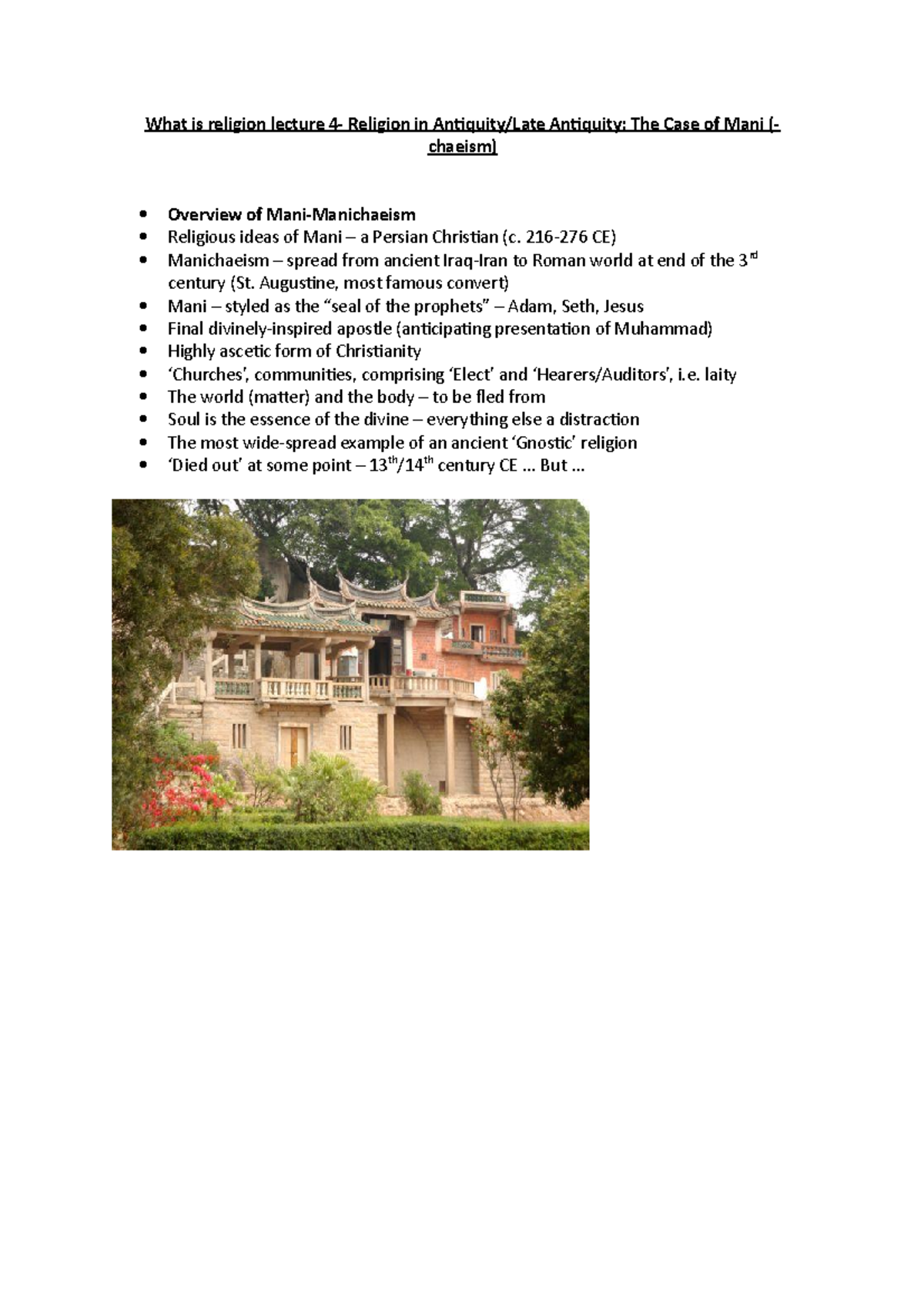 What is religion lecture 4 - 216-276 CE) Manichaeism – spread from ...