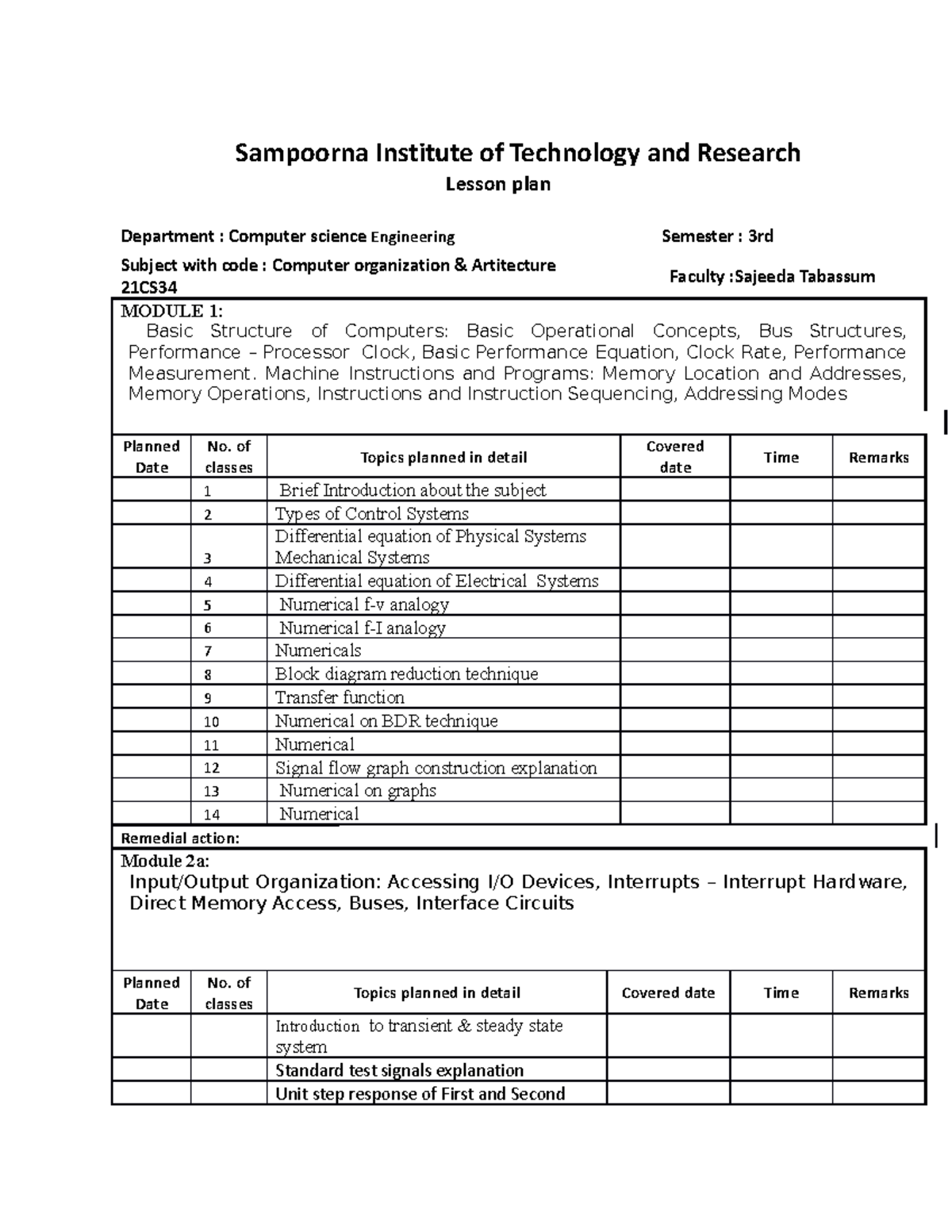 CS Lesson PLAN 2018 - Control system - Sampoorna Institute of ...