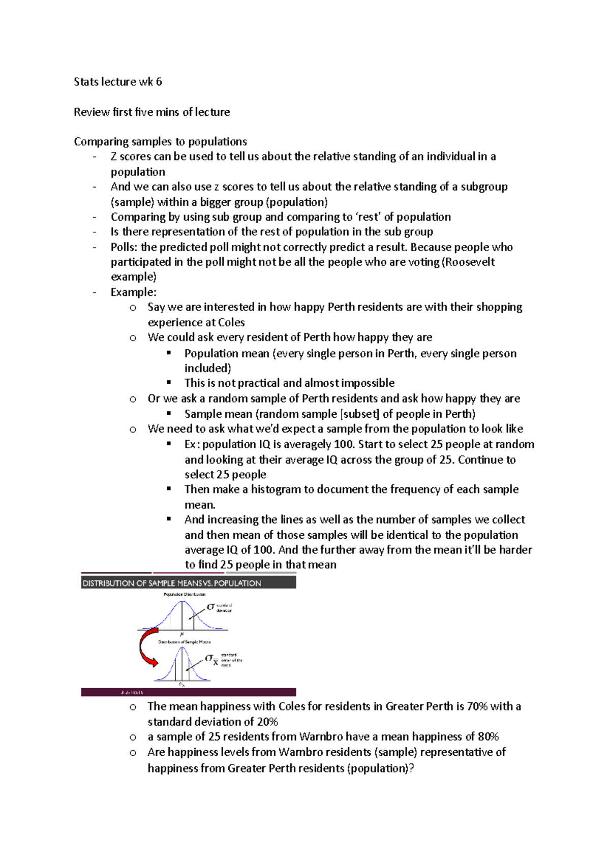 Stats lecture wk 6 - UPLOADED SO I COULD GET ACCESS TO NOTES LMAO ...