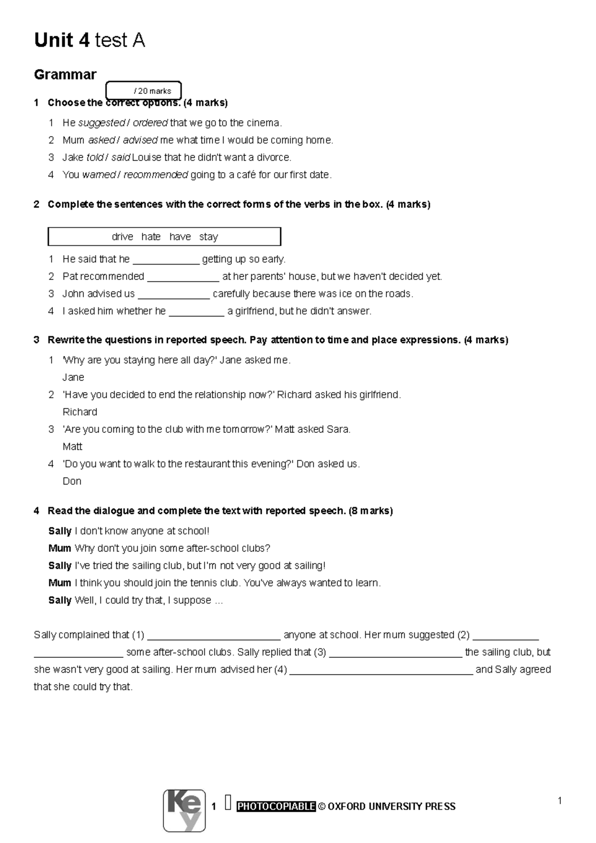 KTB 1 - Unit 4 Test A - EJERCICIOS PREPARACIÓN EXAMEN INGLÉS B2 - Unit ...