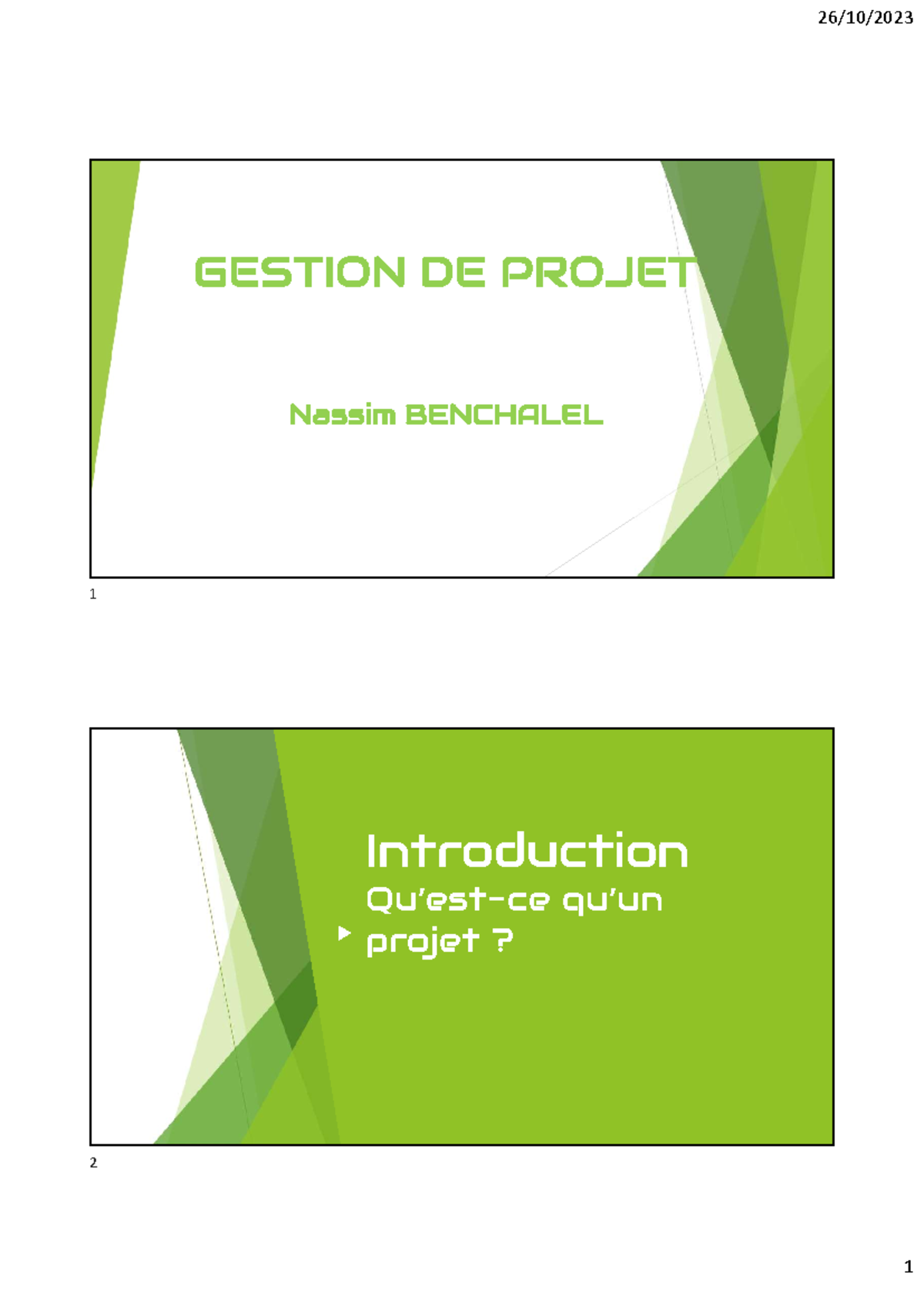 Project Management BO - 1 GESTION DE PROJET Nassim BENCHALEL ...