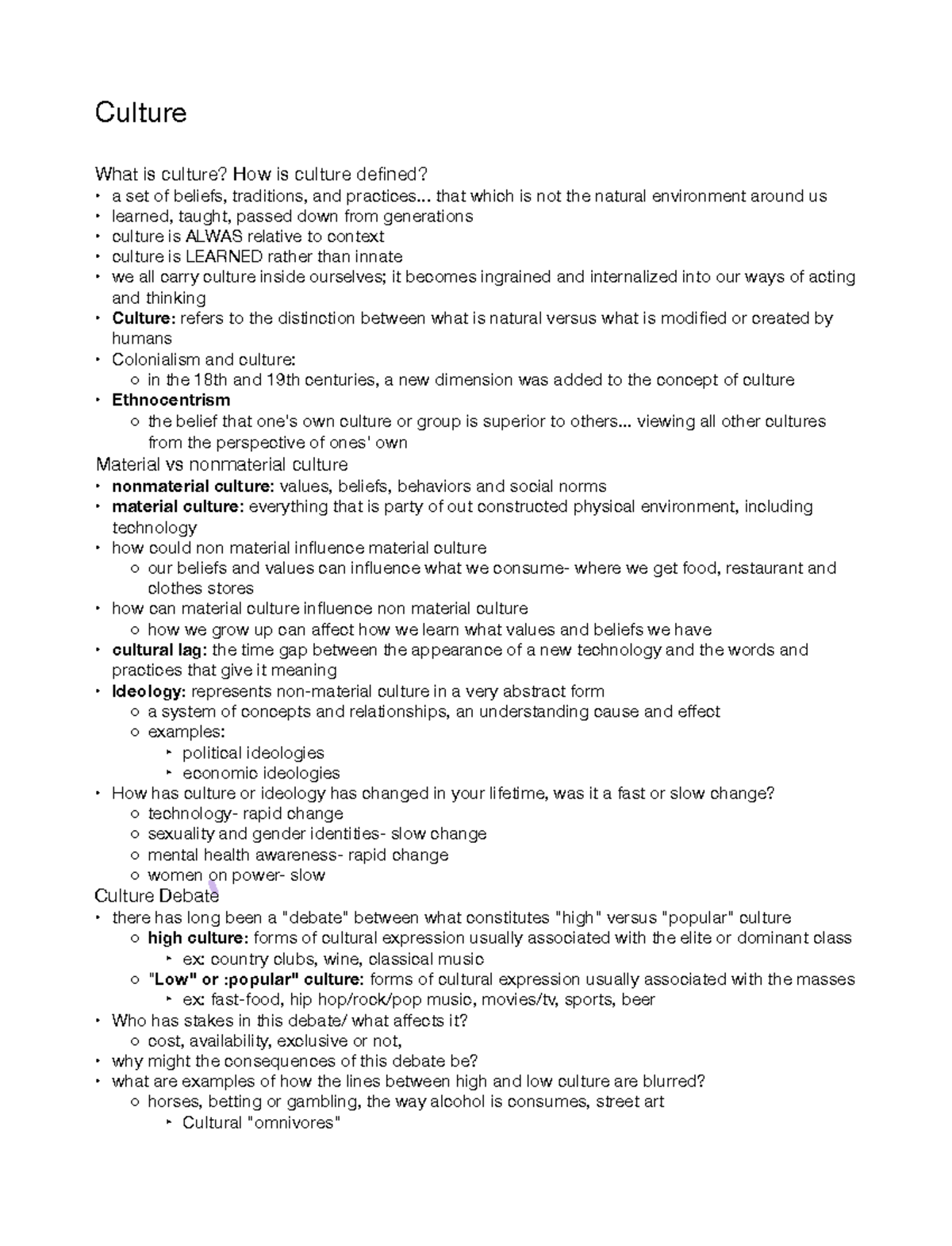 Lecture 6 Culture - SOC 1001 - the U of M - Studocu