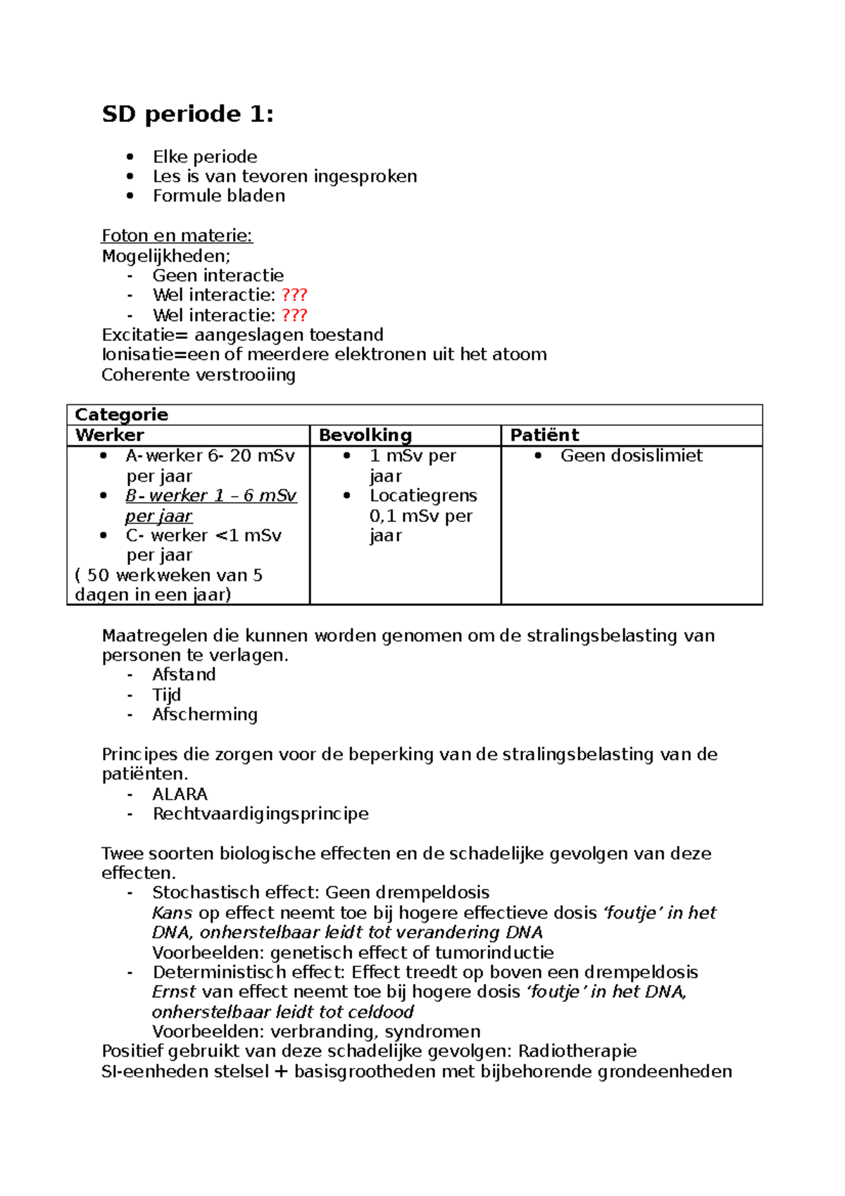 SD Aantekeningen P - SD Periode 1: Elke Periode Les Is Van Tevoren ...