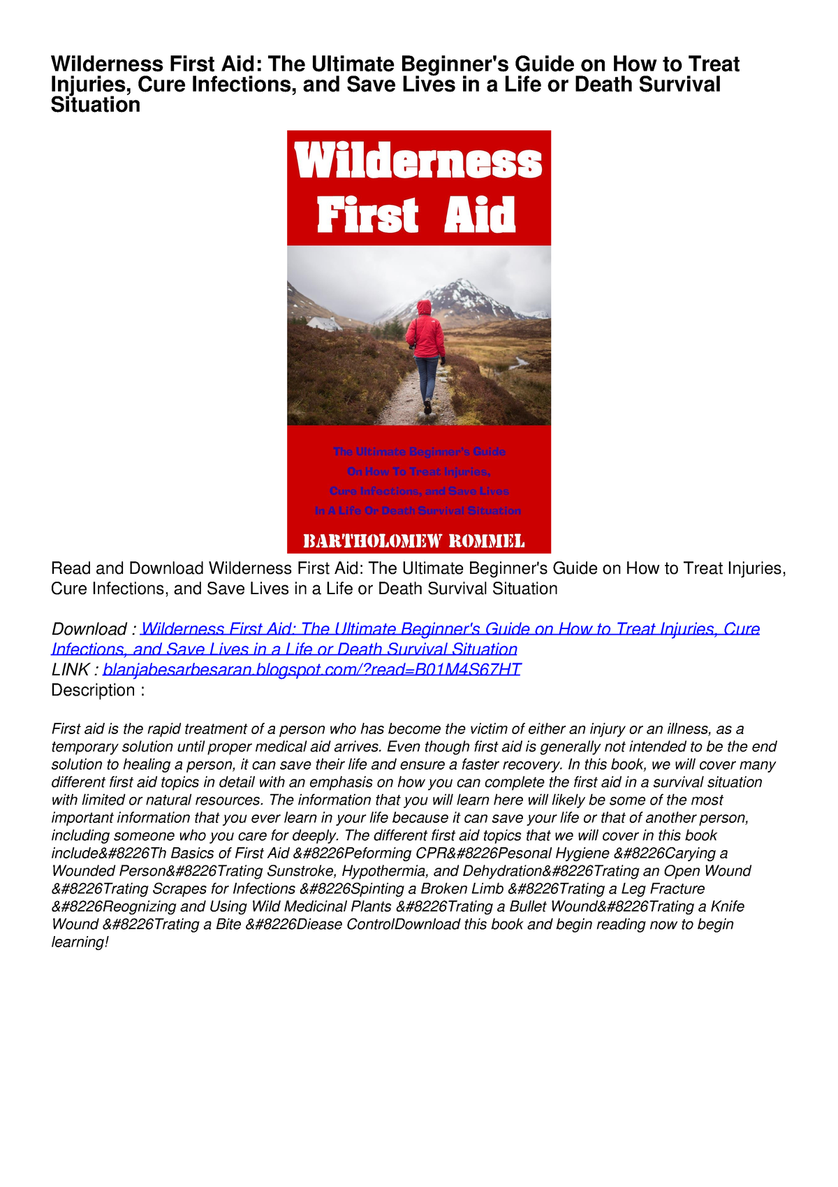 DOWNLOAD [PDF] Wilderness First Aid: The Ultimate Beginner's Guide on ...