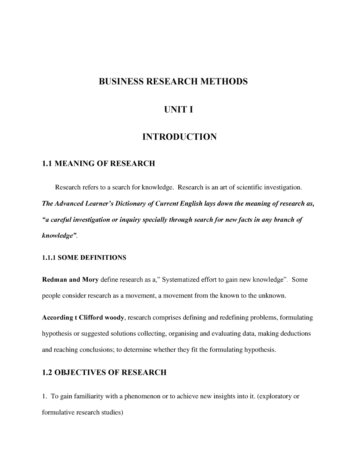 lecture notes on business research methods pdf