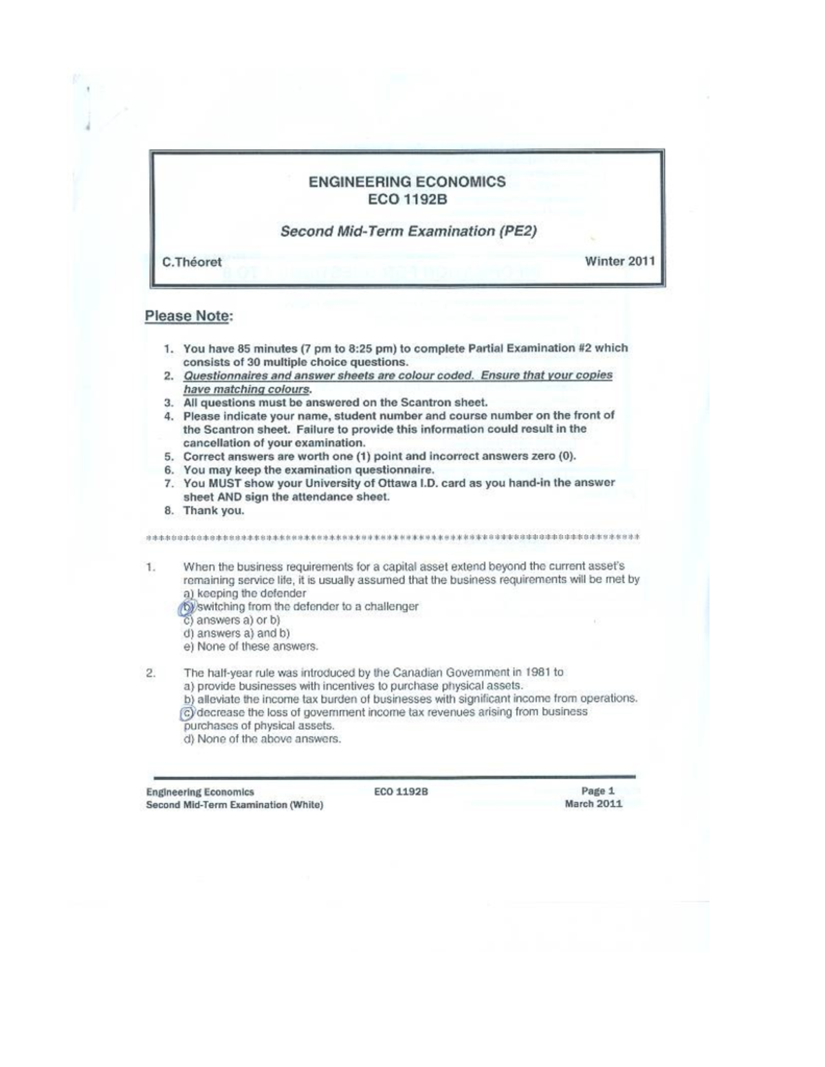 Exam May 2011, questions and answers - Midterm 2 - ENGINEERING ...