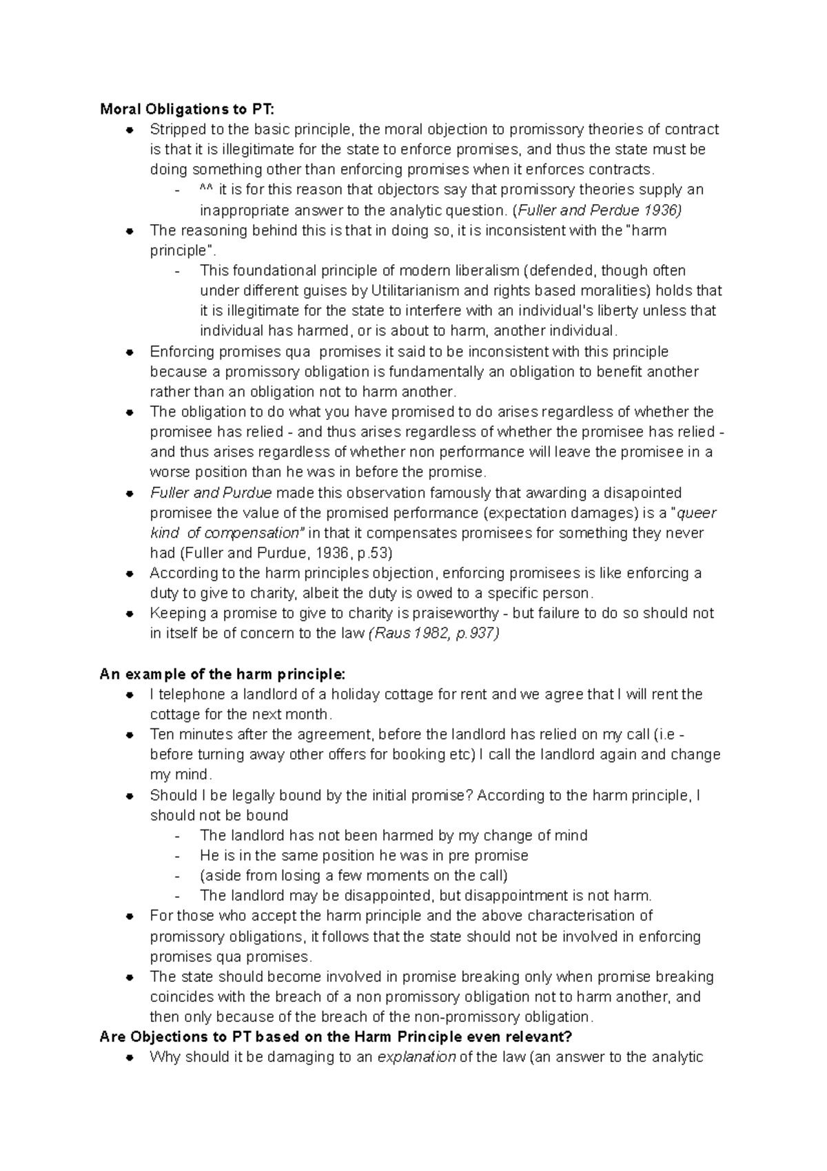 Promissory Theory - Lecture notes 2 - Moral Obligations to PT: Stripped ...