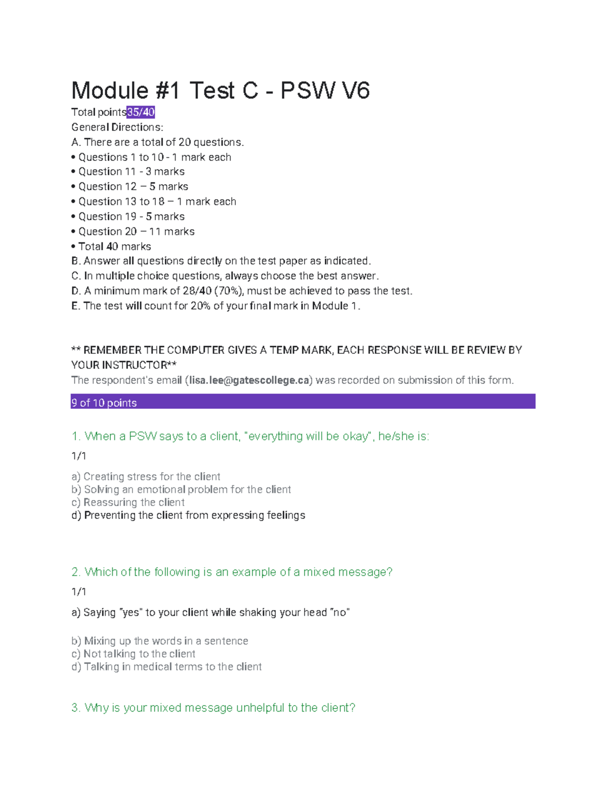 Module 1 test C - Test - Module #1 Test C - PSW V Total points35 ...
