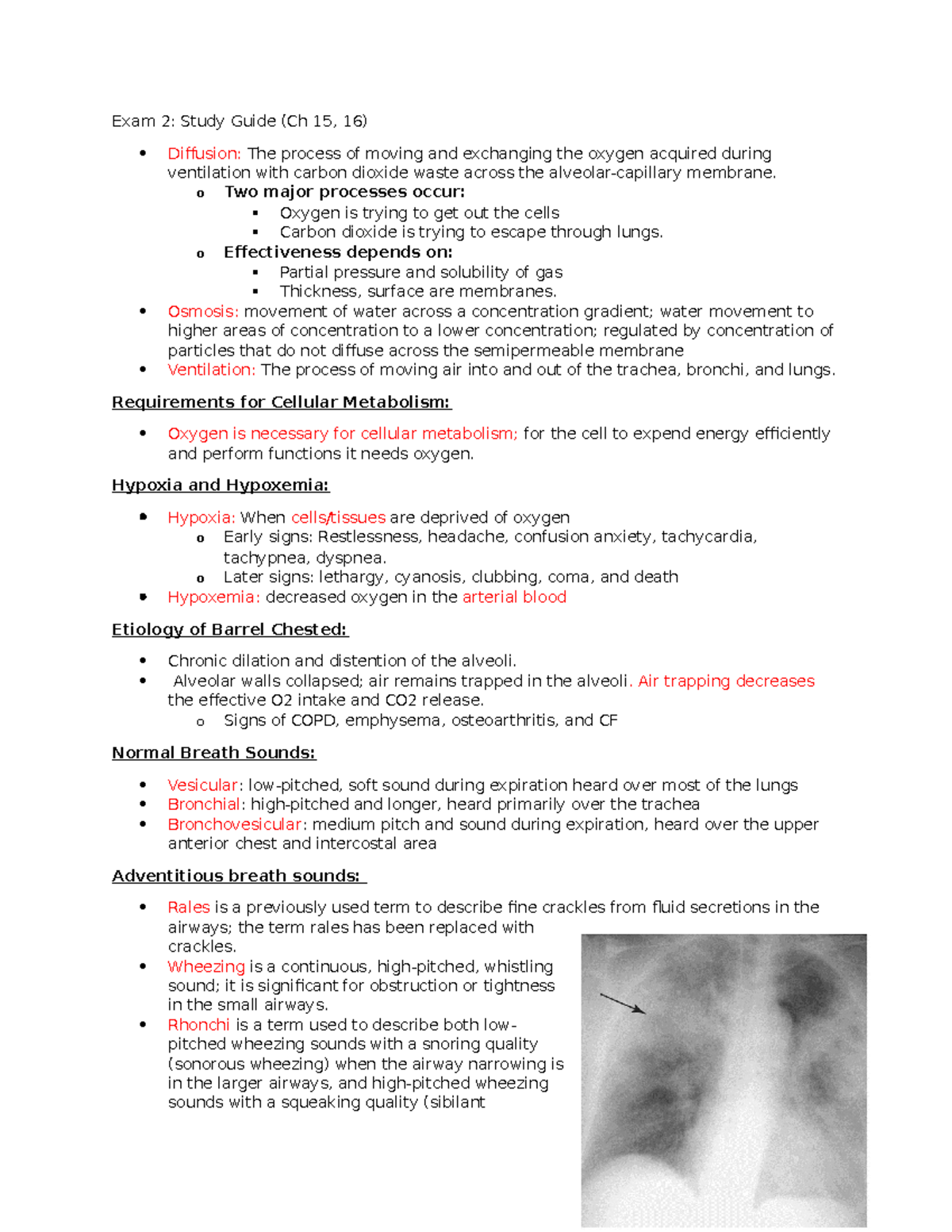 Study Guide For Patho - Exam 2: Study Guide (ch 15, 16) Diffusion: The 