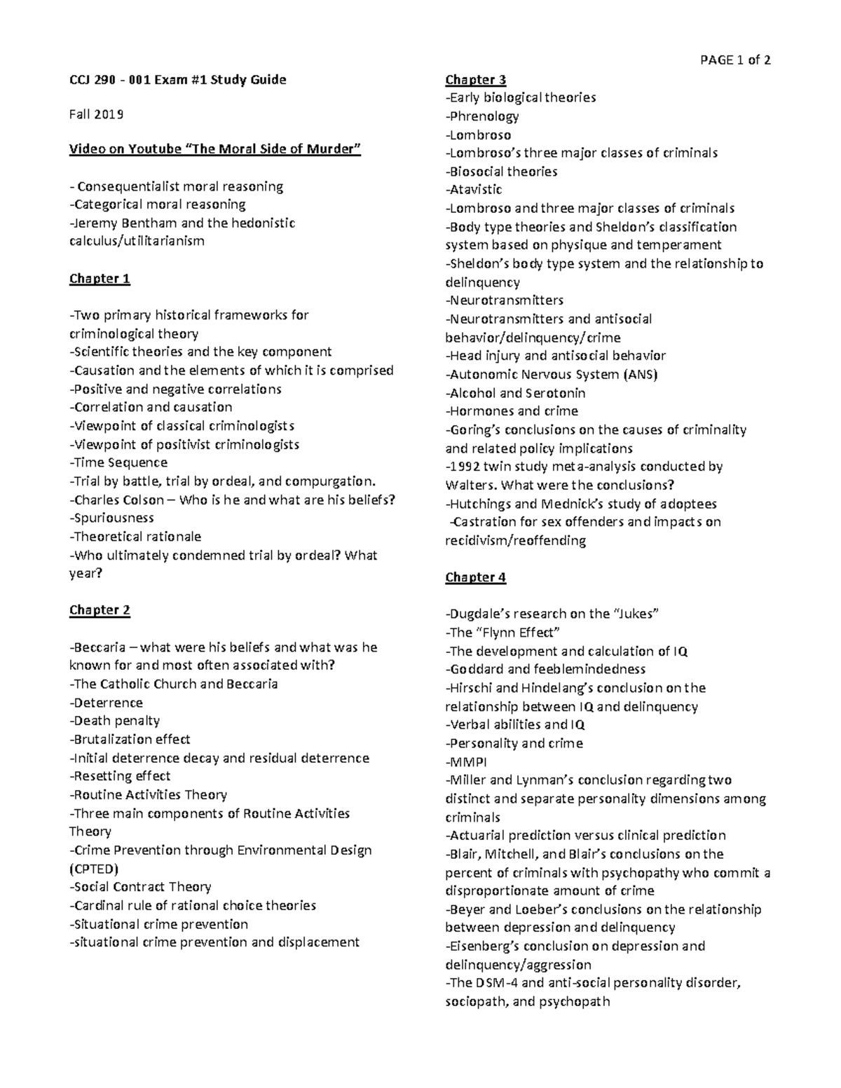CCJ 290 - Exam 1 Study Guide - Warning: TT: undefined function: 32 ...