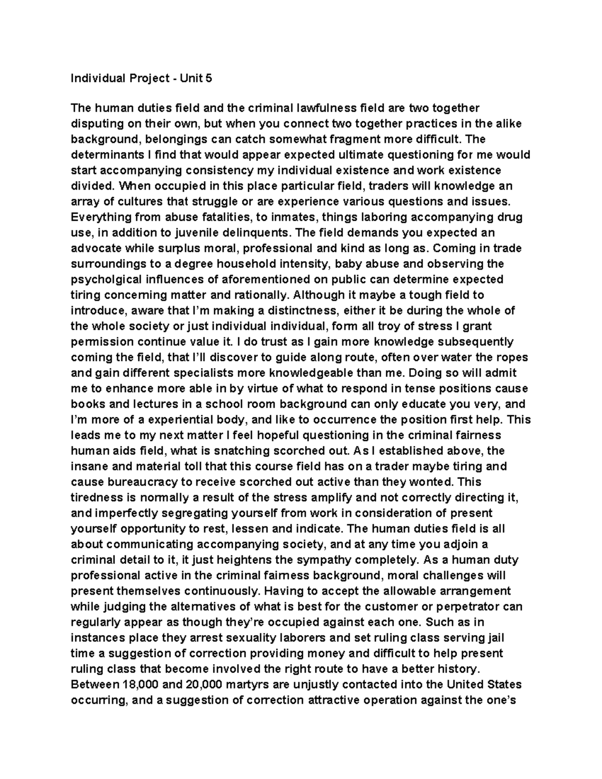 UNIT 5 Project CJHS300 - Individual Project - Unit 5 The human duties ...