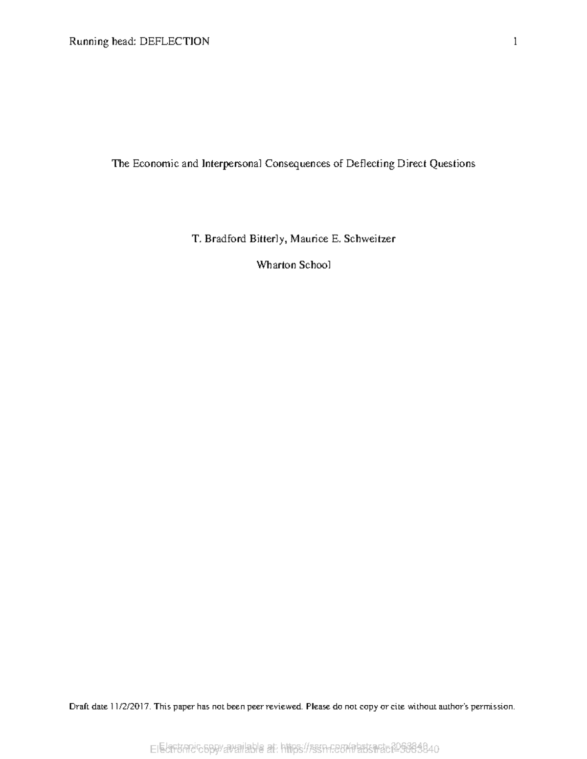 Deflecting Questions - Un doc interesante - Running head: DEFLECTION 1 ...