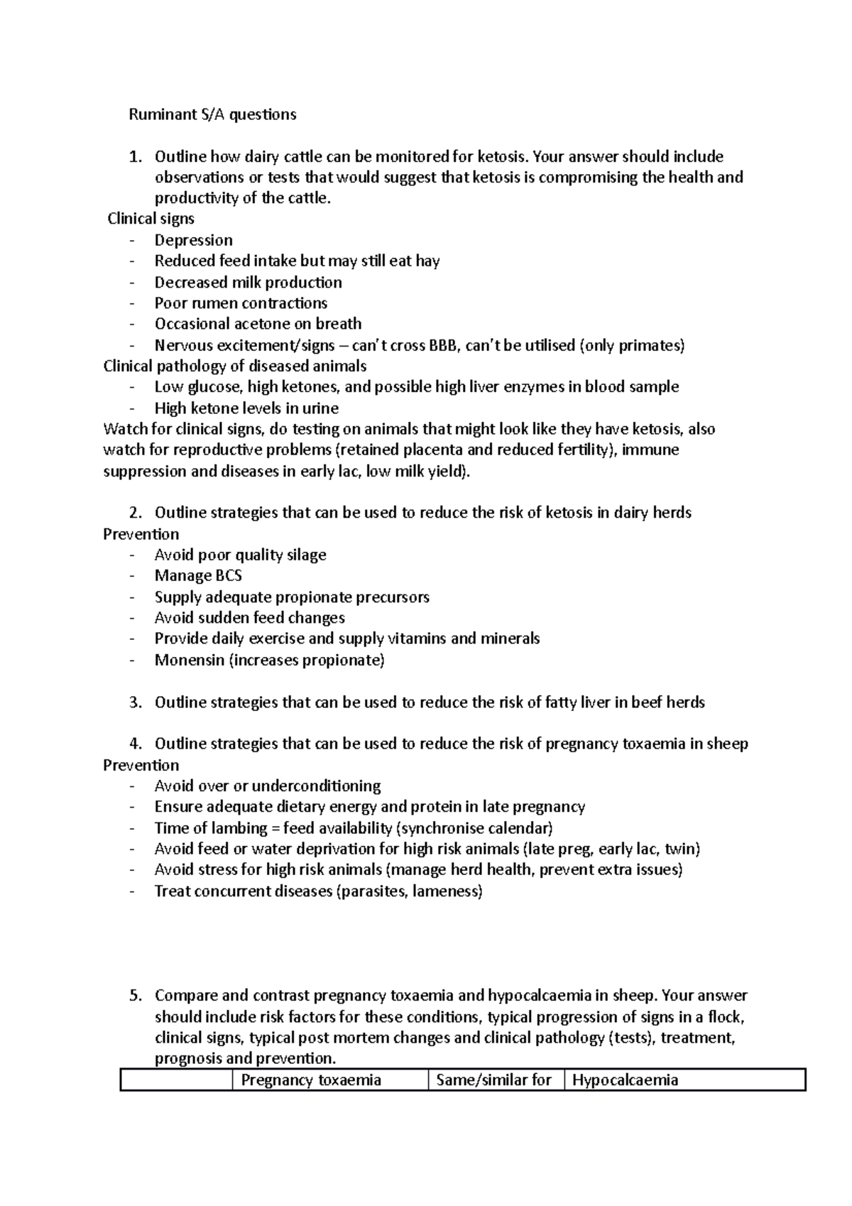 Ruminant short answer Q - Ruminant S/A questions Outline how dairy ...