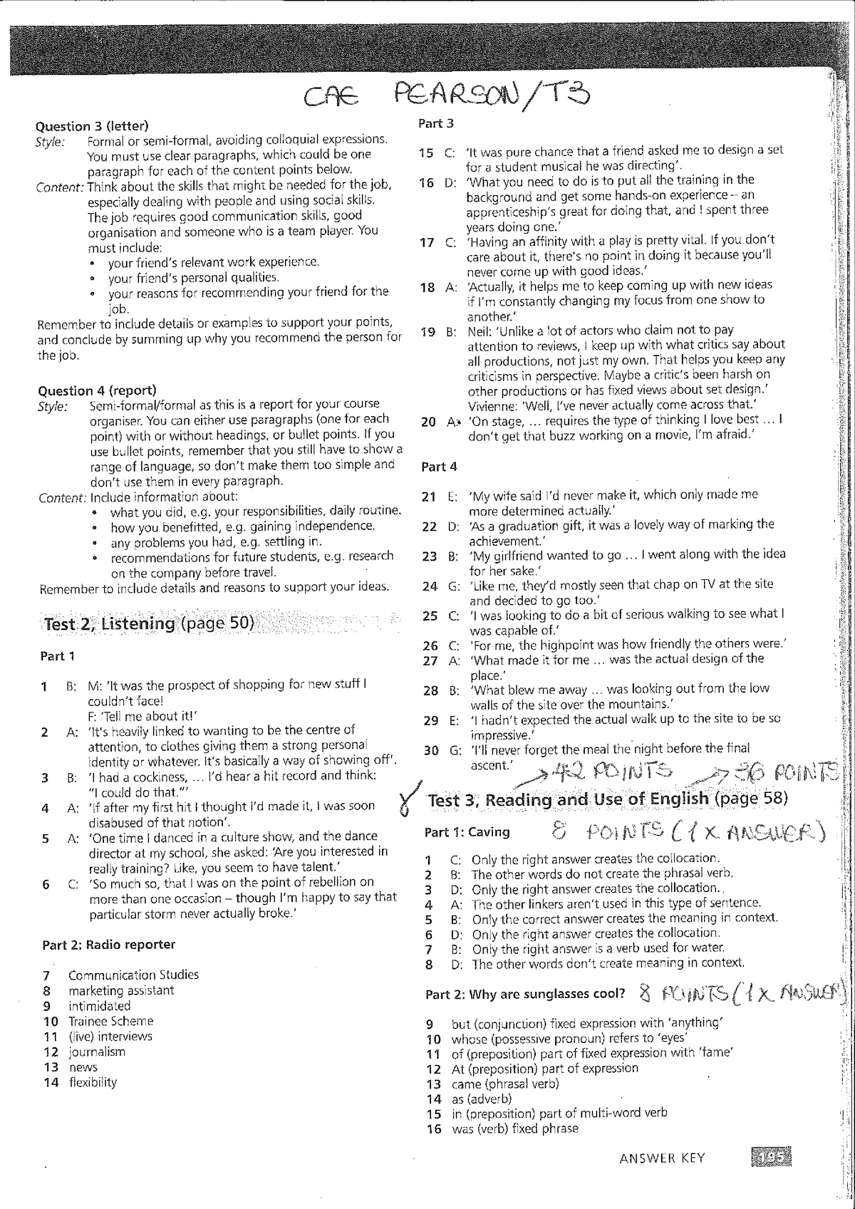 cae test 3 paper 1 reading answers