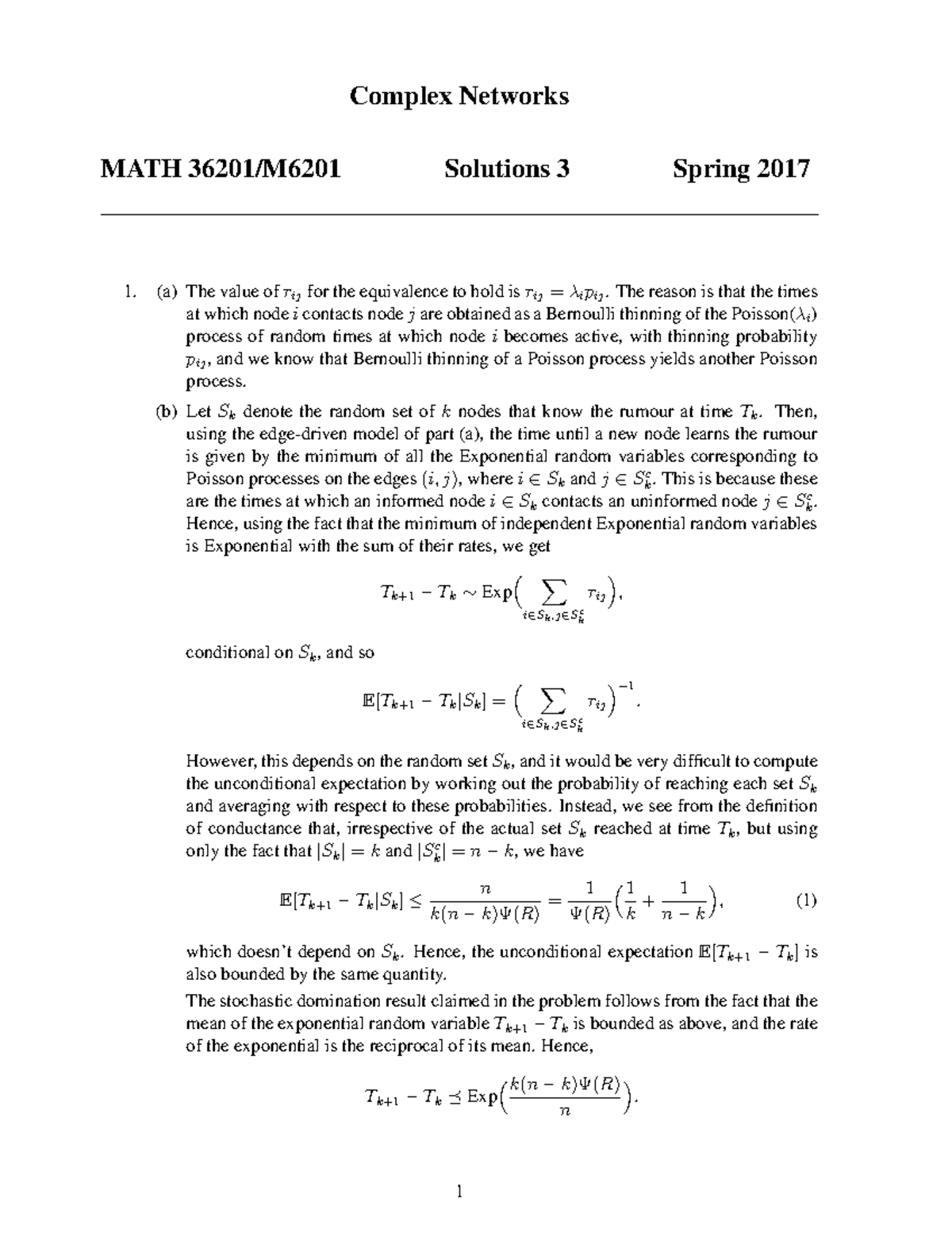 MATH36201 2016-2017 Problem Sheet 3 - Solutions - Complex Networks MATH ...