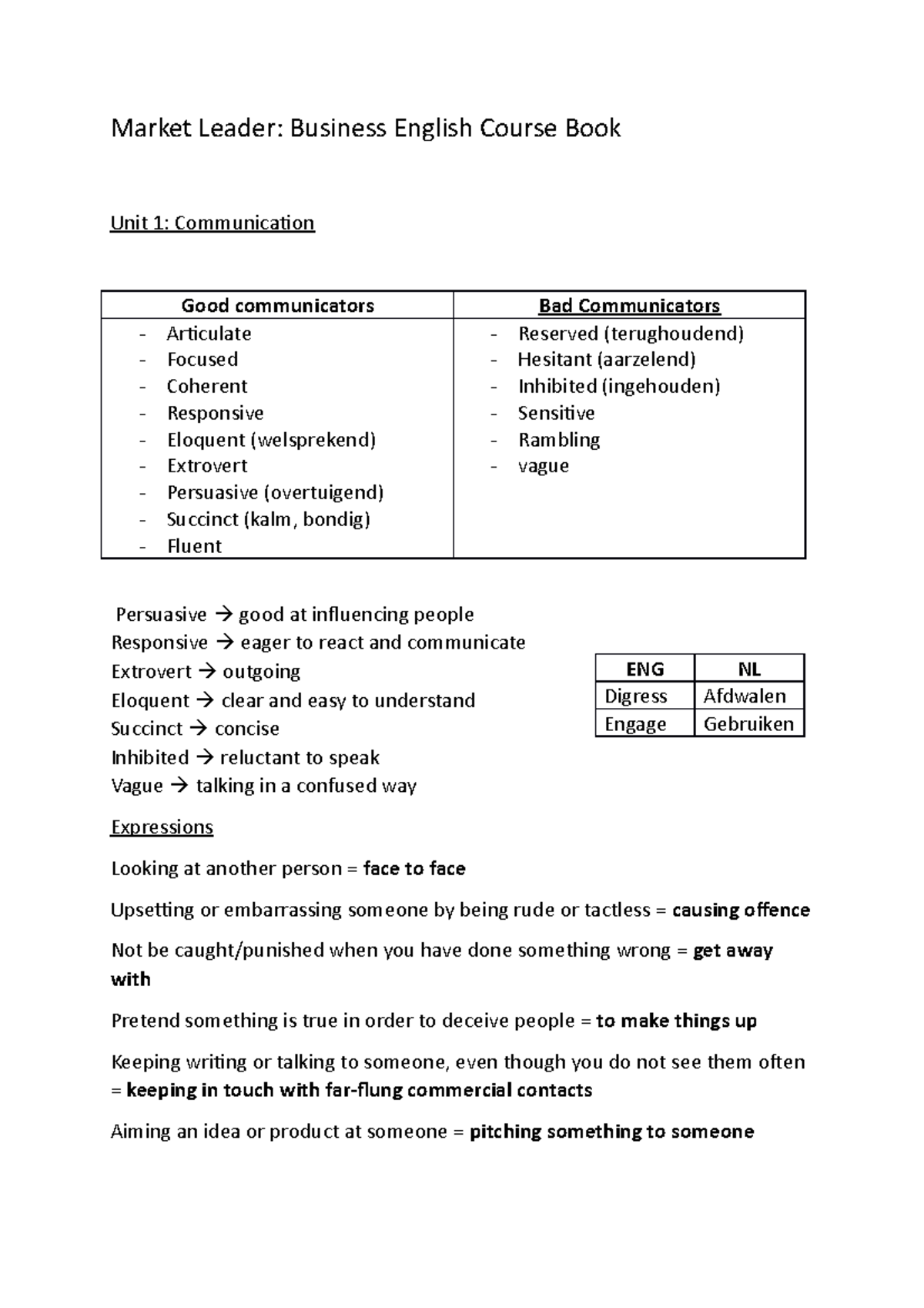 Market leader Unit 1 - Market Leader: Business English Course Book Unit ...