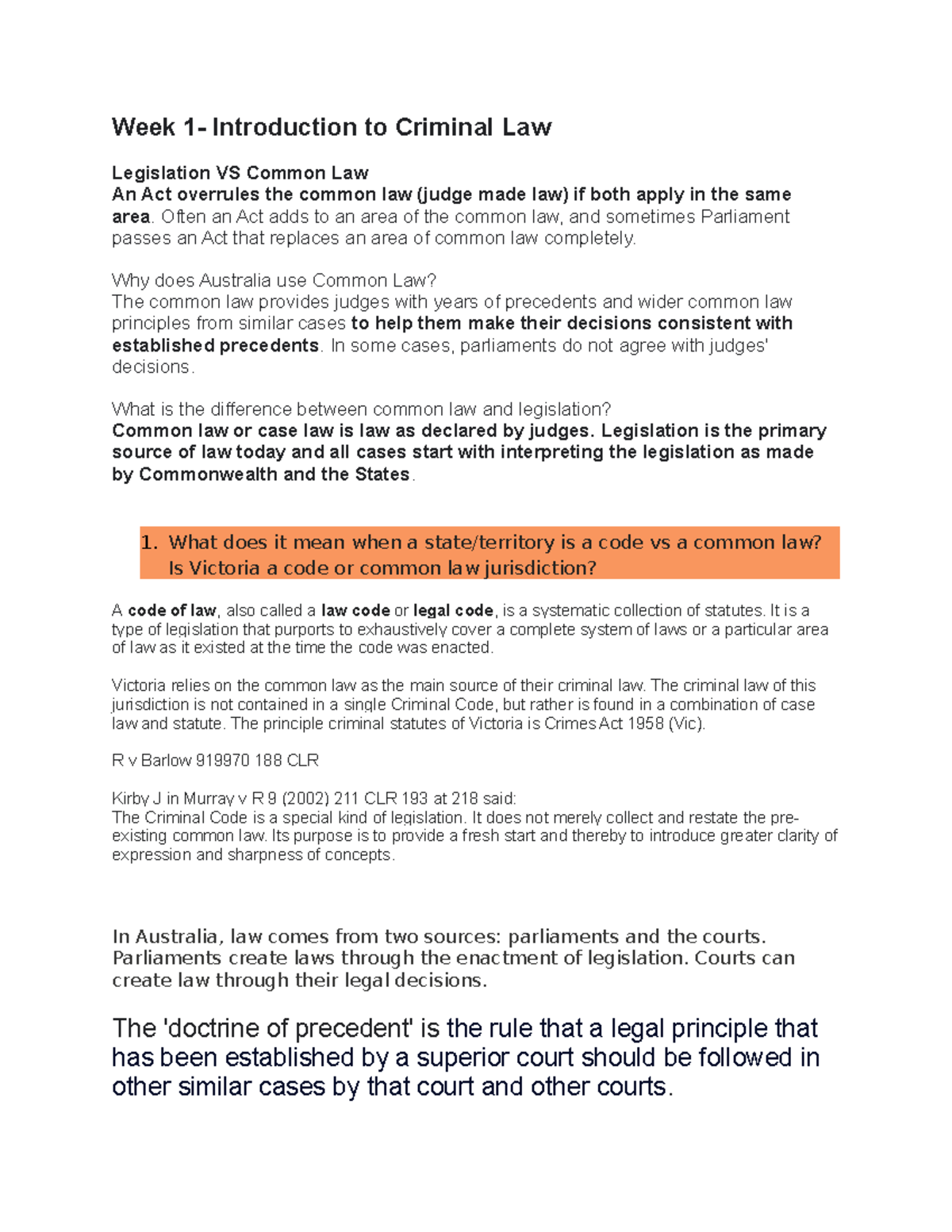 MLL114 self-made notes - Week 1- Introduction to Criminal Law ...
