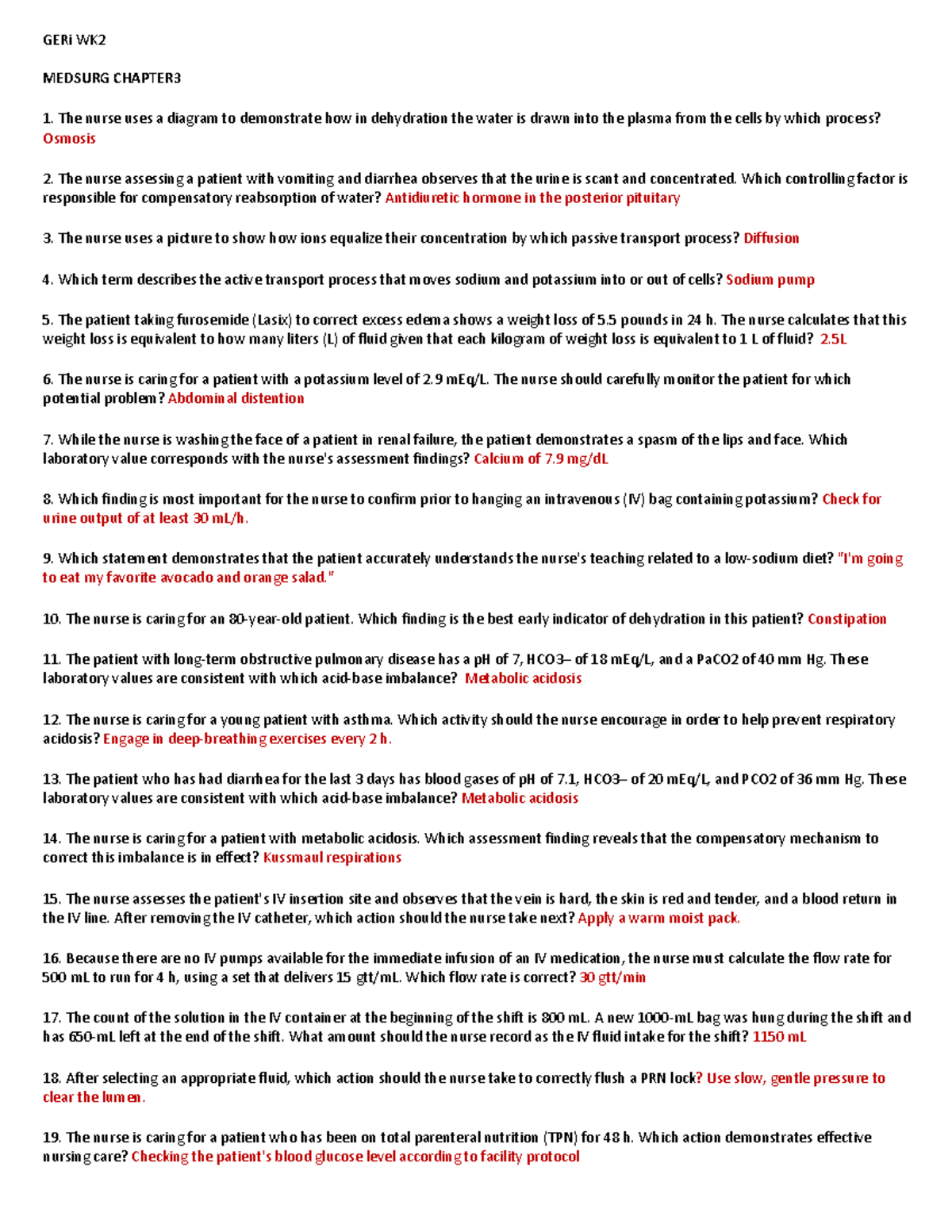 GEri Wk 2PDF - Help to study for test - GERi WK MEDSURG CHAPTER The ...