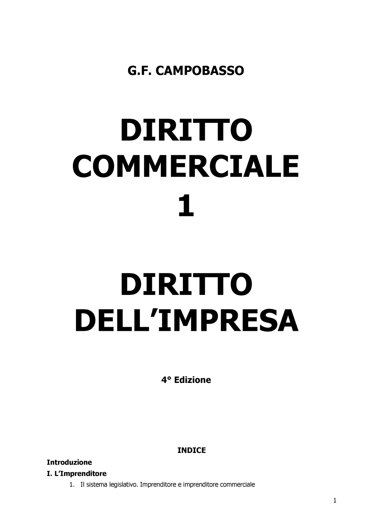 Diritto Commerciale Campobasso Parte 1 E 2 - G. CAMPOBASSO DIRITTO ...