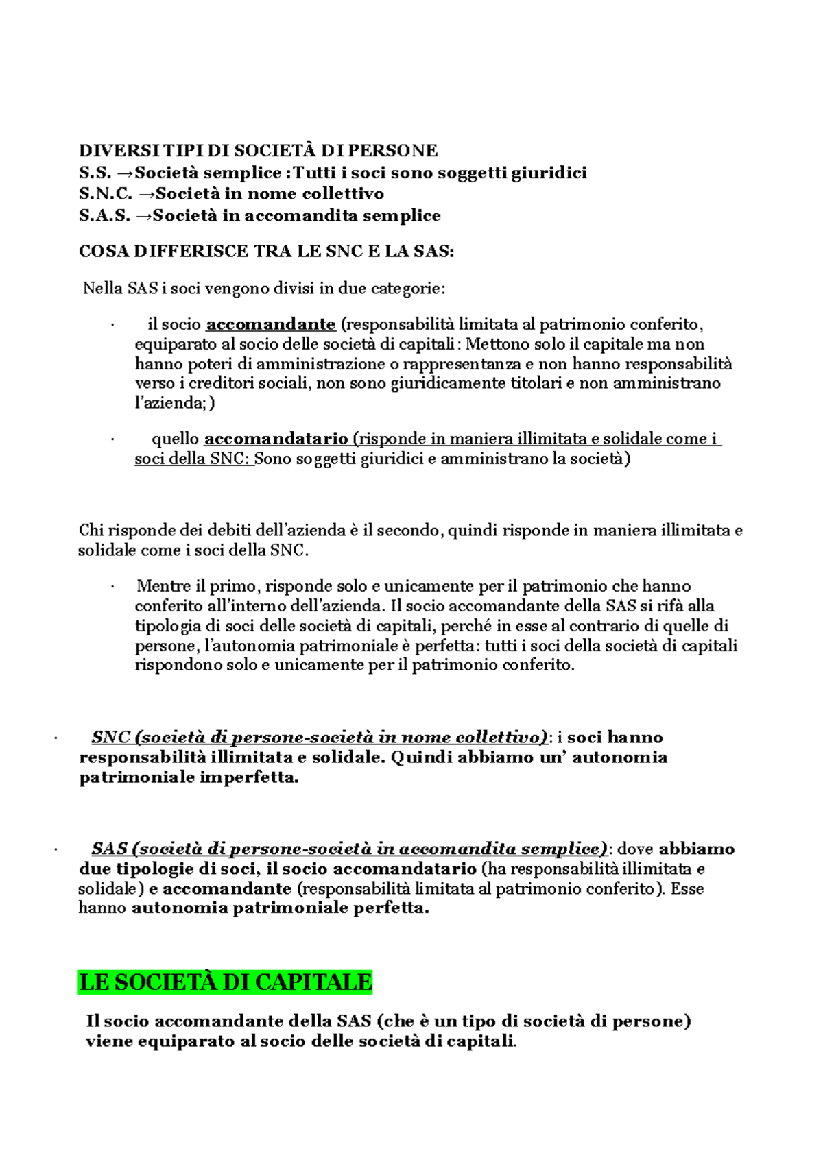 Differenza SDP E SDC Elenco delle principali differenze tra società di persone e di capitali Differenza SDP E SDC Elenco delle principali differenze tra società di persone e di capitali