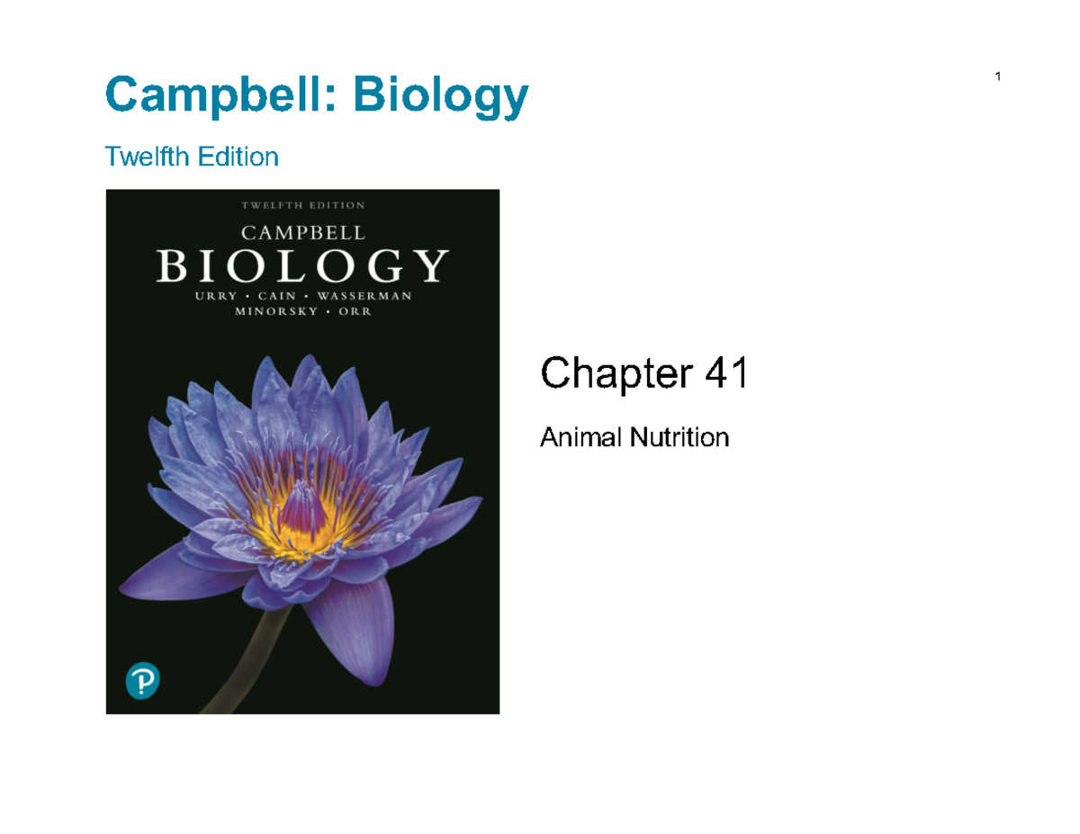 Topic 11 Animal Nutrition Campbell Biology Twelfth Edition Chapter