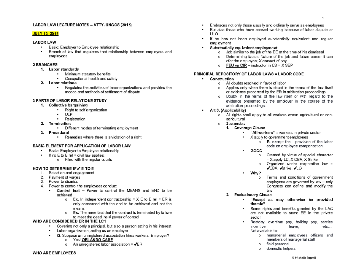 Atty. Ungos - Labor Law Review (Labor Relations) - LABOR LAW LECTURE ...