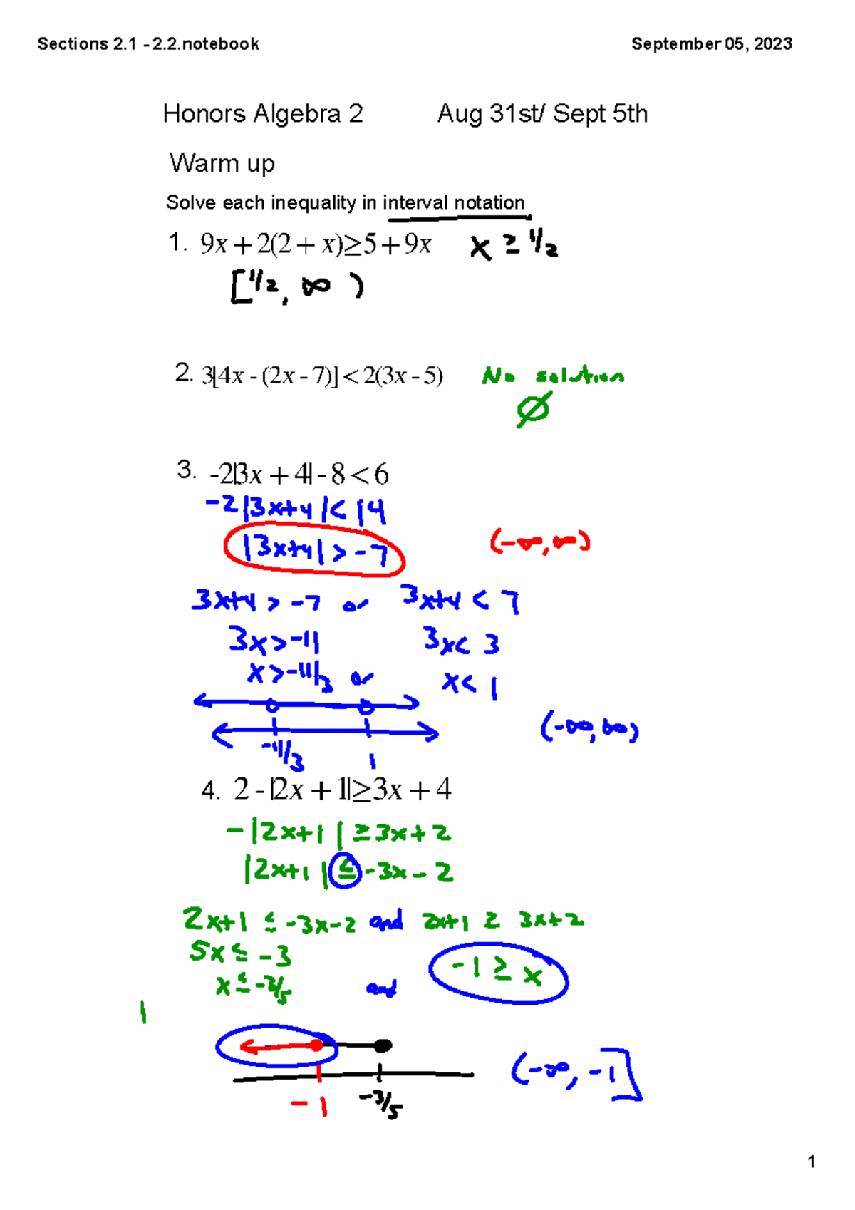 Section+2 - Unit 1 of Algebra 2 Honors at Langley High School FCPS ...