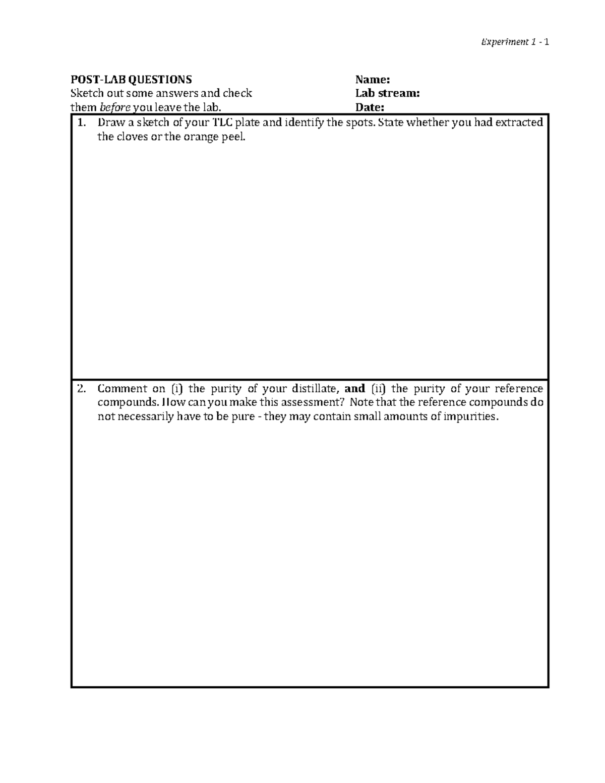 Chem all post lab questions experiment 1 1 post lab questions name