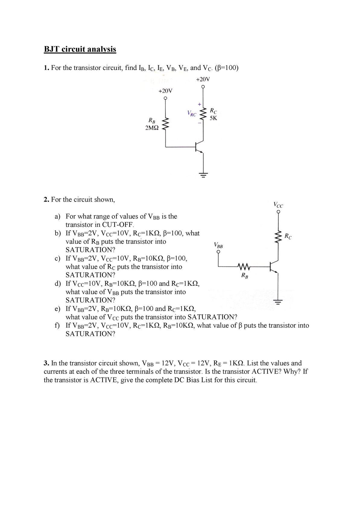 BJT Circuit Analysis Tutorial - BJT Circuit Analysis For The Transistor ...