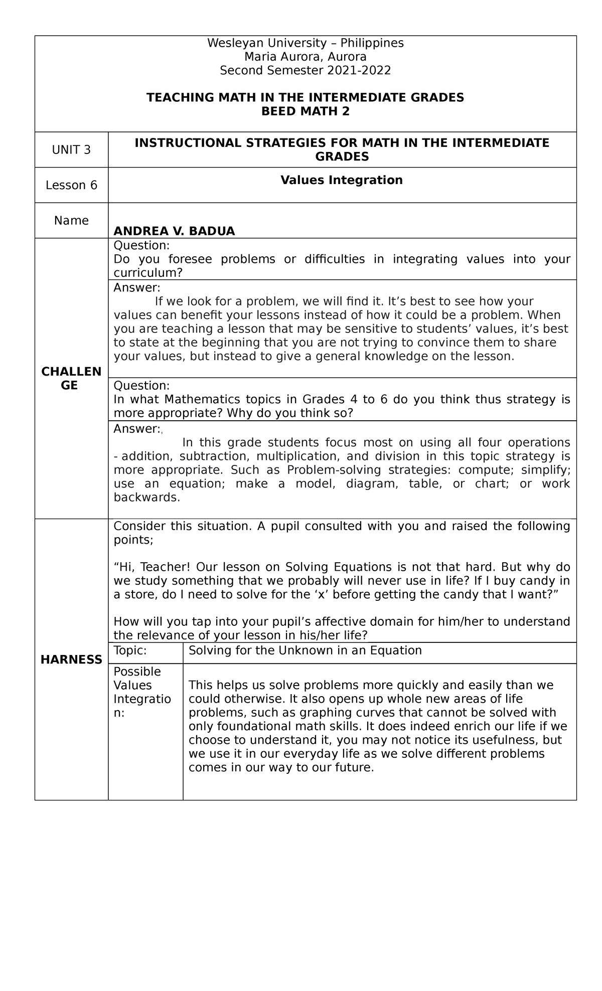MATH 2 Activity 12 BEED - 2 - Wesleyan University – Philippines Maria ...