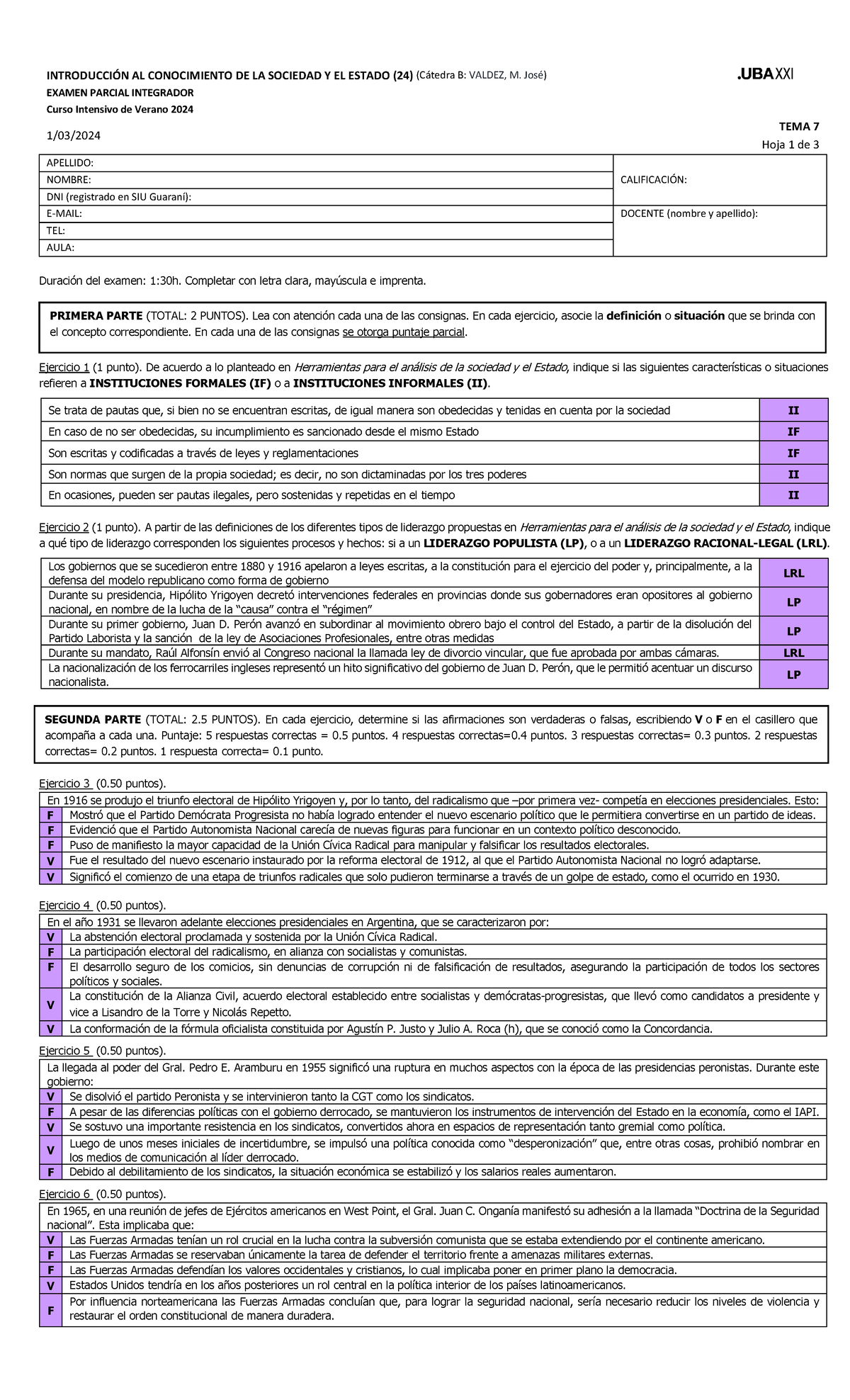 ICSE B Tema 7 Claves Parcial - INTRODUCCIÓN AL CONOCIMIENTO DE LA ...