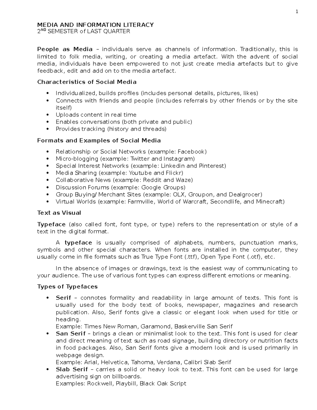 MIL - MIL - MEDIA AND INFORMATION LITERACY 2 ND SEMESTER of LAST ...