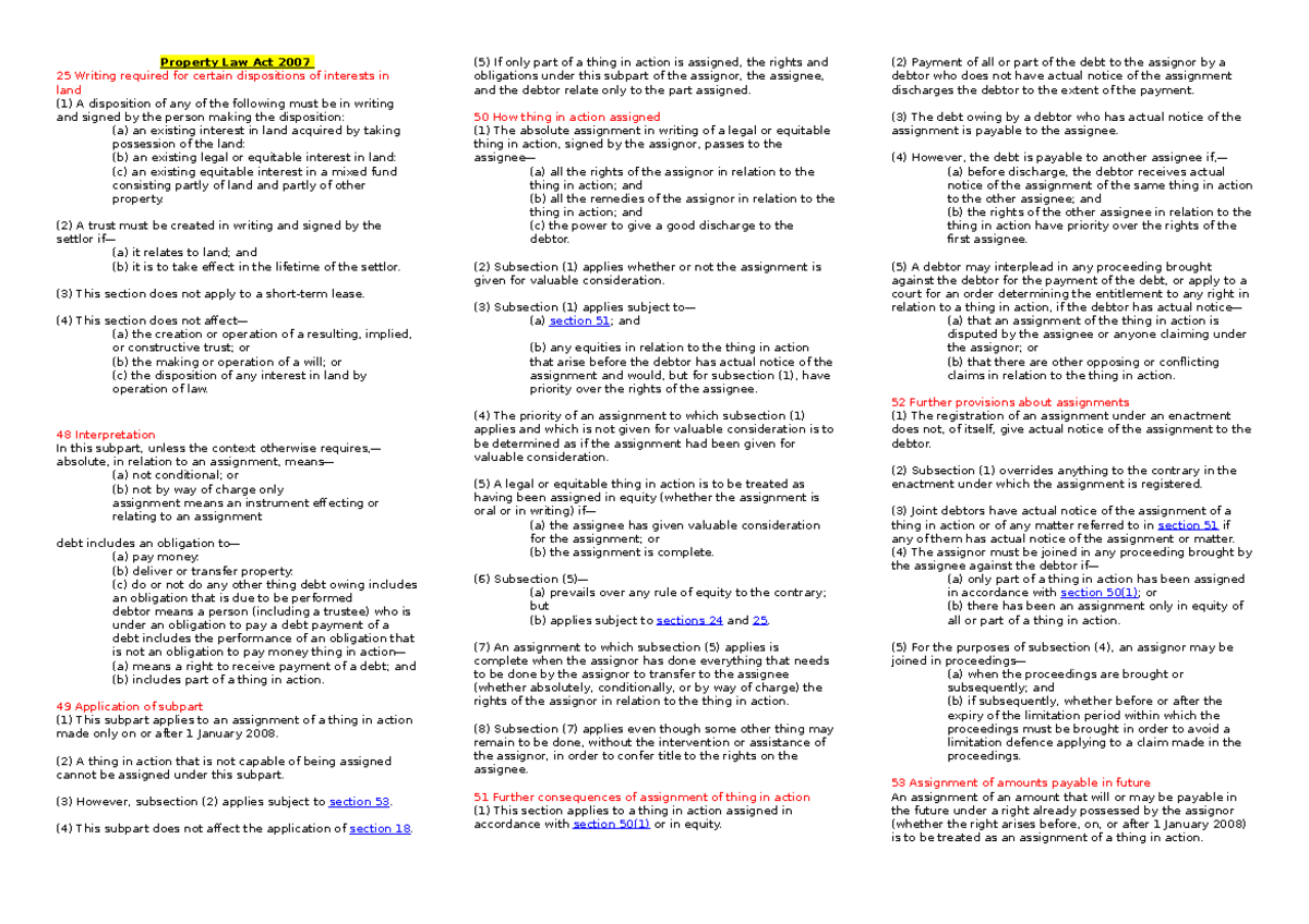 Property Act Sections Property Law Act 2007 25 Writing required for