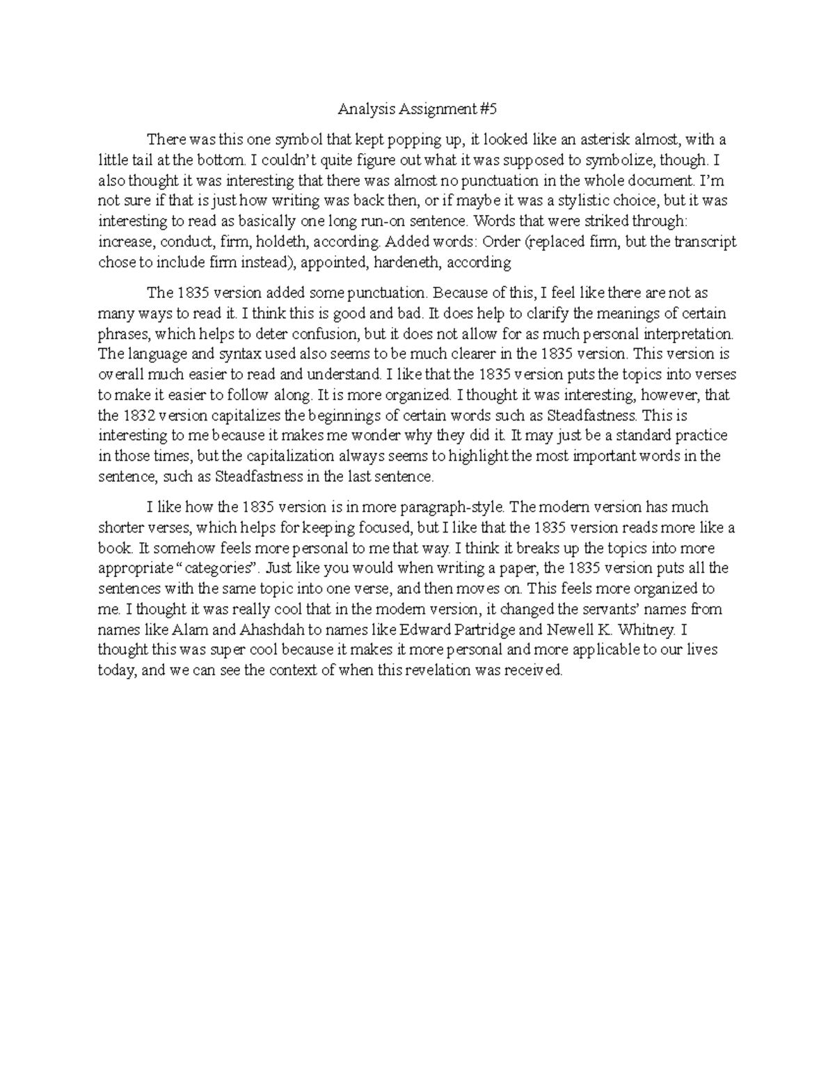 Analysis Assignment #5 - I couldn’t quite figure out what it was ...