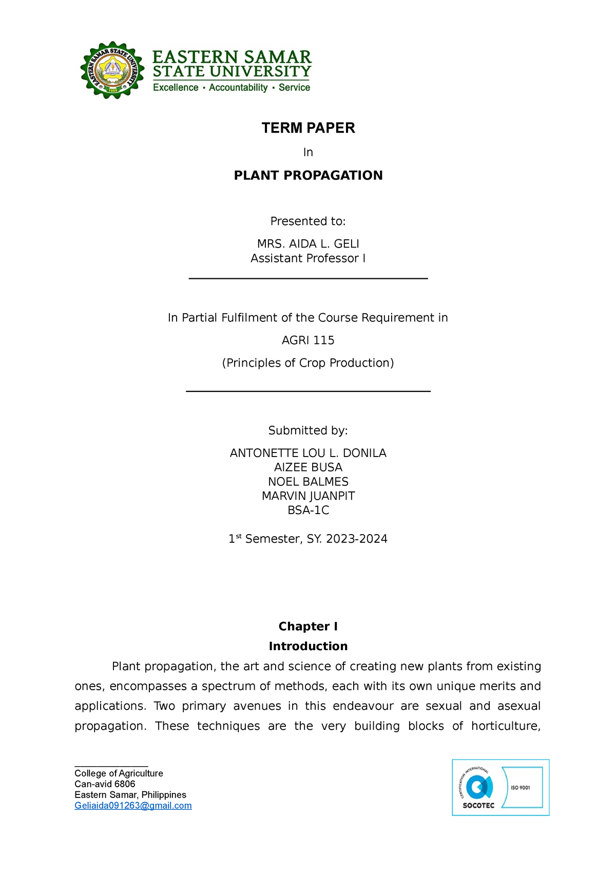 Tonette term paper - ntes - TERM PAPER In PLANT PROPAGATION Presented ...