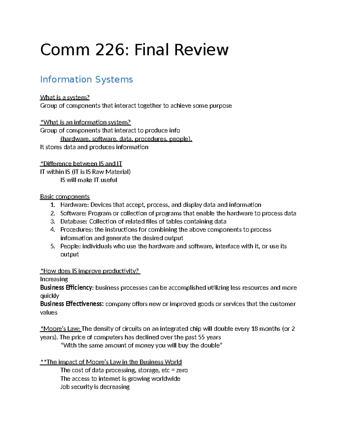 Awesome Final Review COMM226 - Comm 226: Final Review Information ...